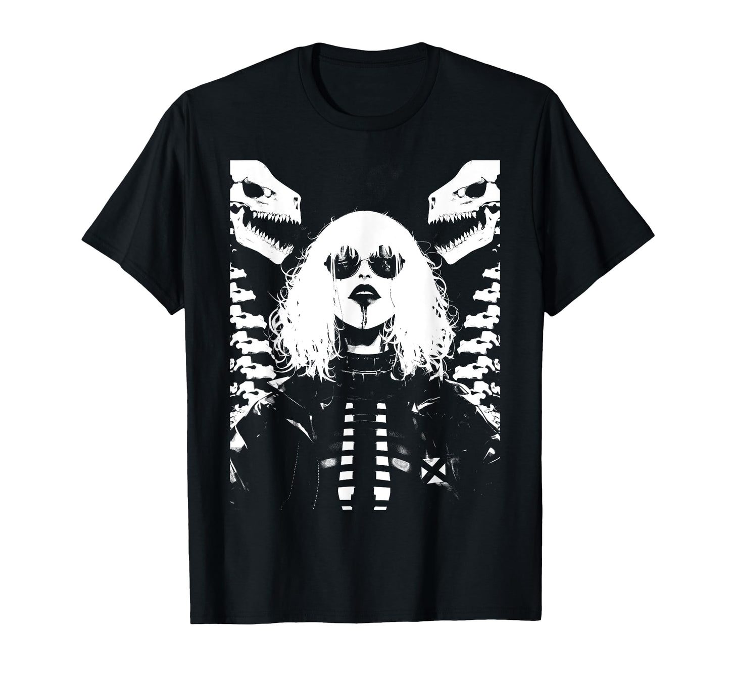 Horror Techwear Ghoul Girl Cybergoth Gothic Anime Manga T-Shirt