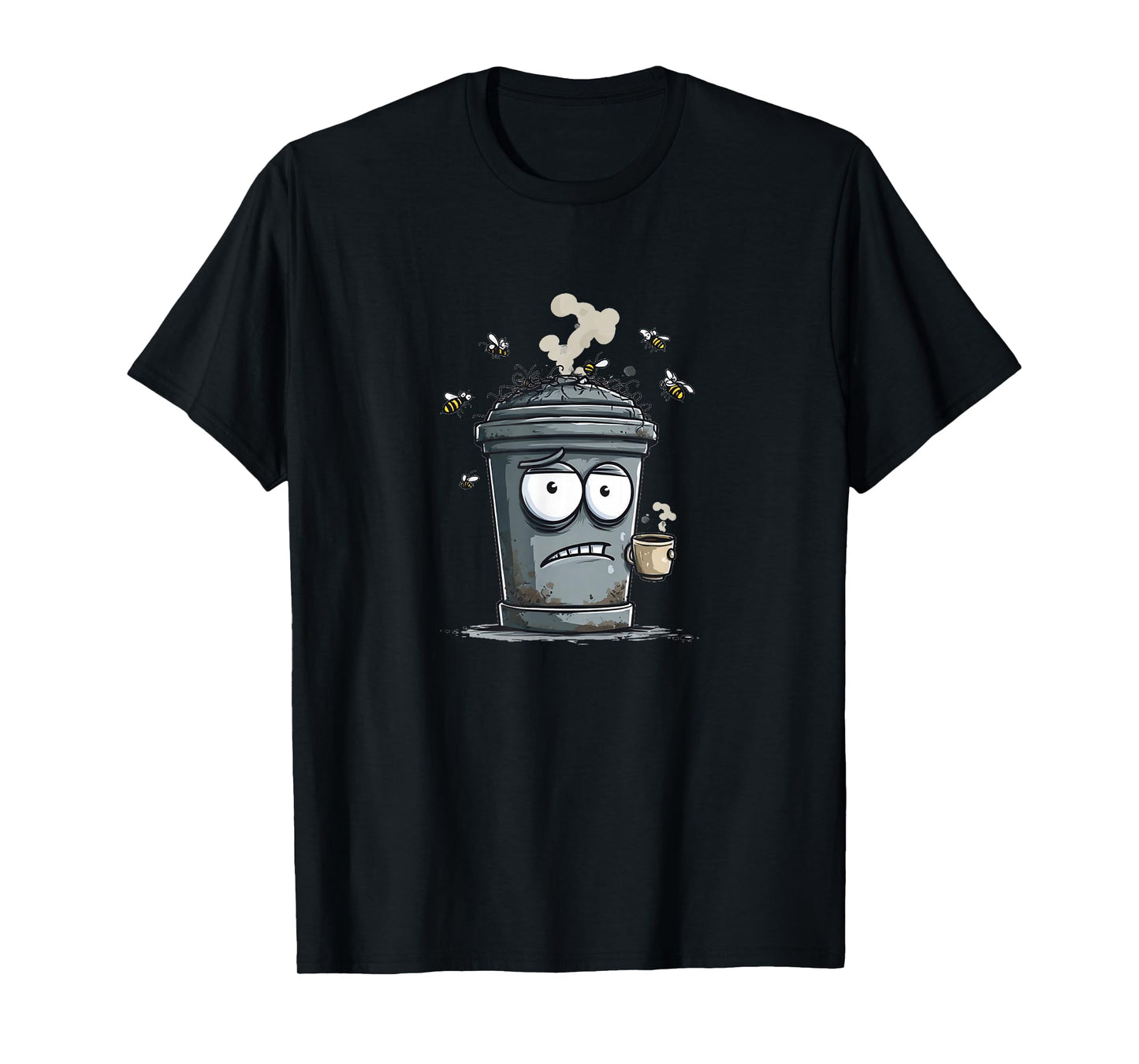Funny Trash Can Costume with Coffee Cup for Man and Woman T-Shirt