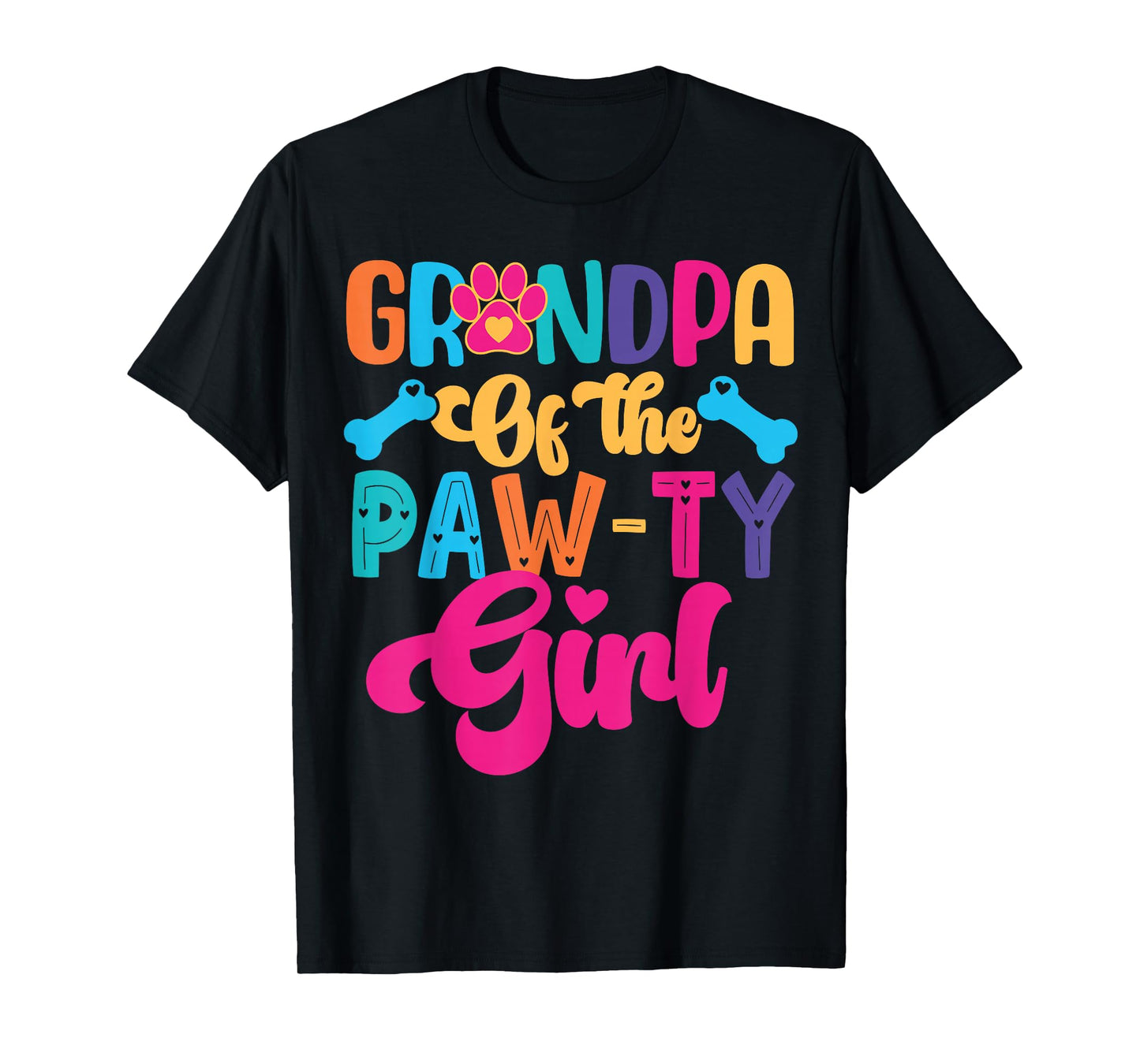 Grandpa Of The Birthday Girl Dog Paw Family Matching Party T-Shirt