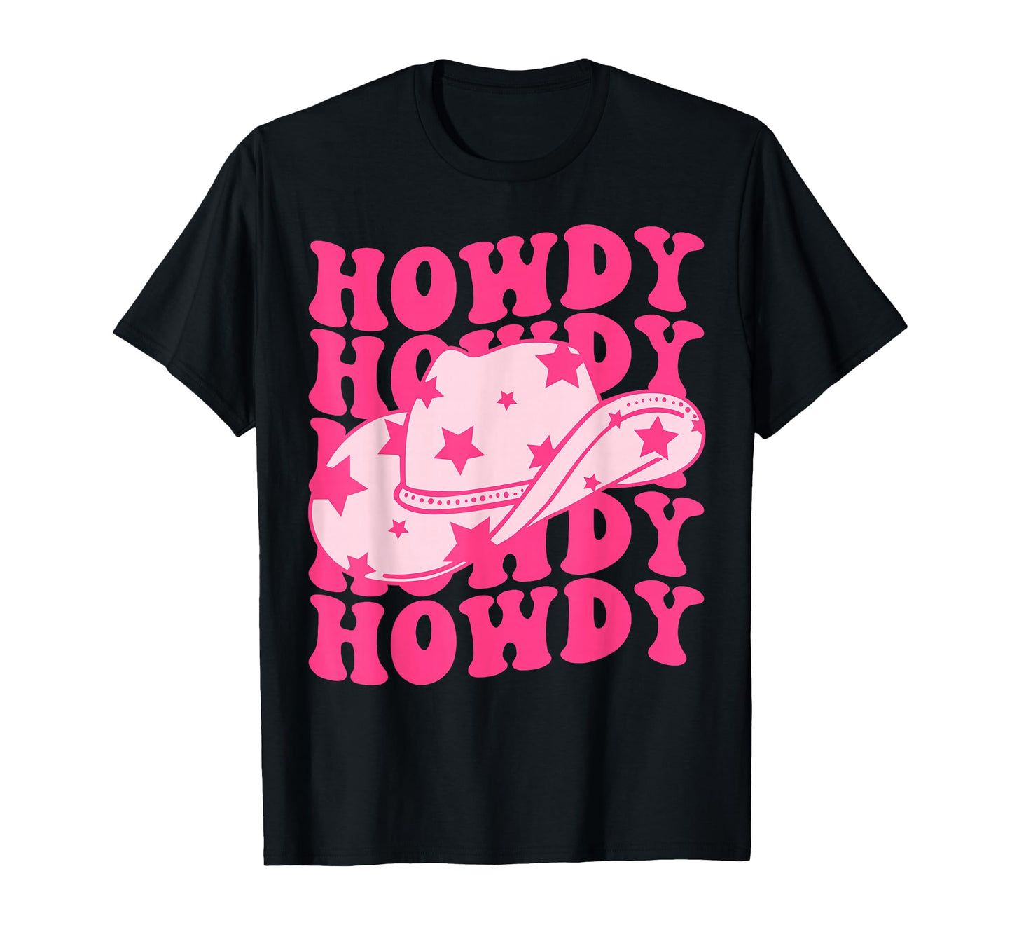 Western Country Rodeo Cowgirl Hat Women Girls Groovy Howdy T-Shirt