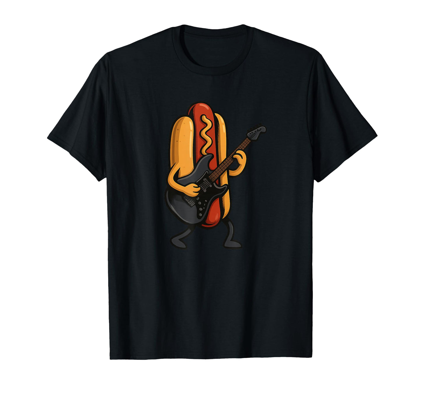 Cool Hot Dog Costume with Electric Guitar for a Rocking Look T-Shirt