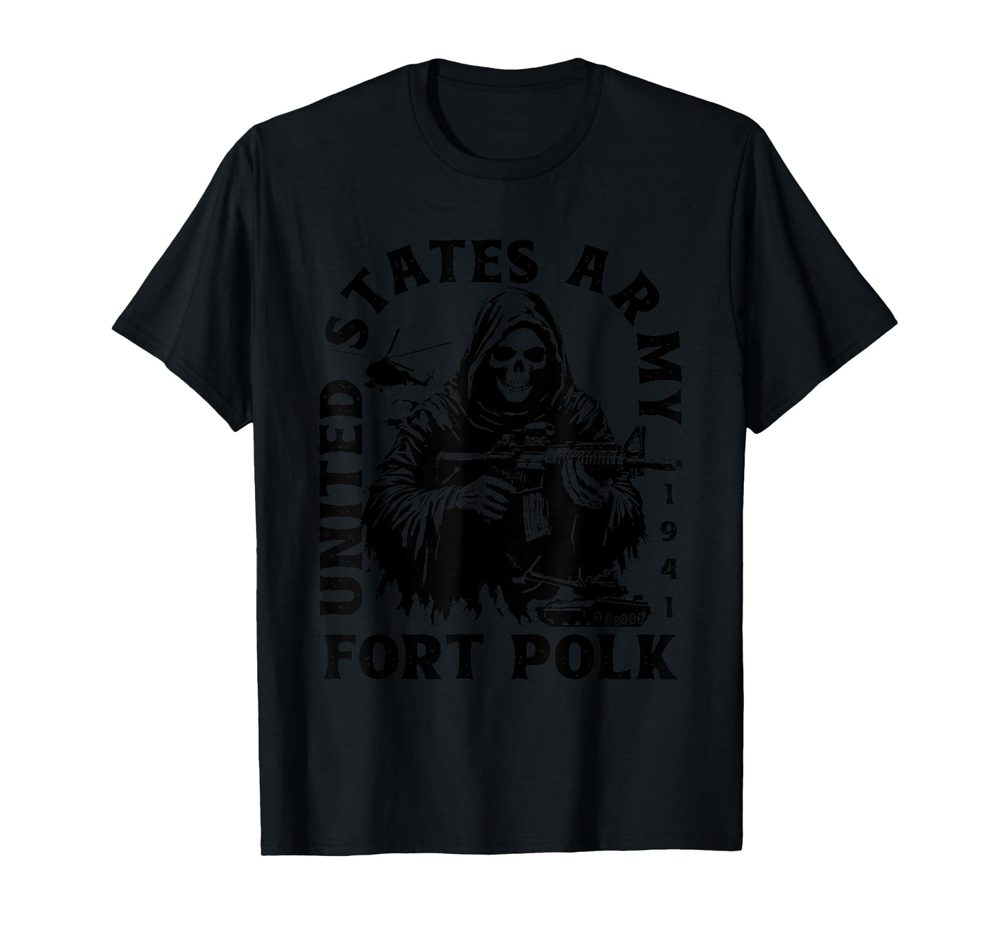 Fort Polk Louisiana LA US Military Base Veteran T-Shirt - Unisex-Adults, Grey, Small, Short Sleeve, Modern, Letter Print, Military, Training, T-Shirt