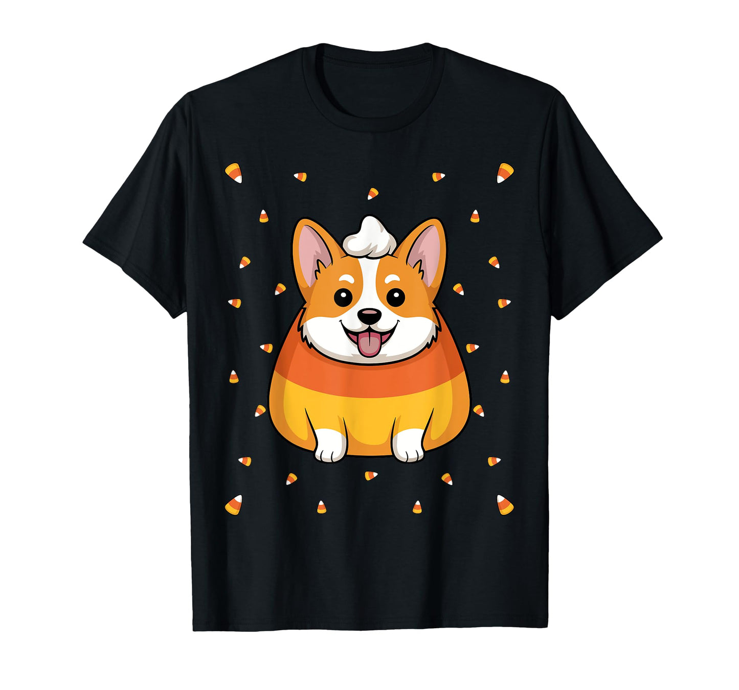 Candy Corn Cute Corgi Dog Spooky Halloween Men Women T-Shirt
