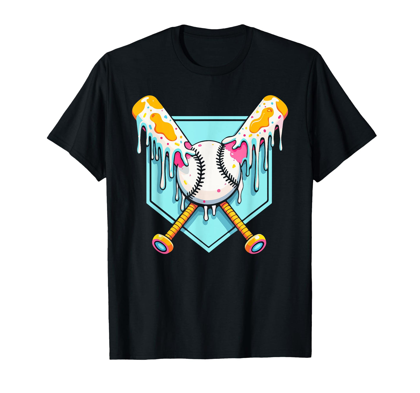 Baseball Ice Cream Dripping Baseball Home Plate Drip Boys T-Shirt