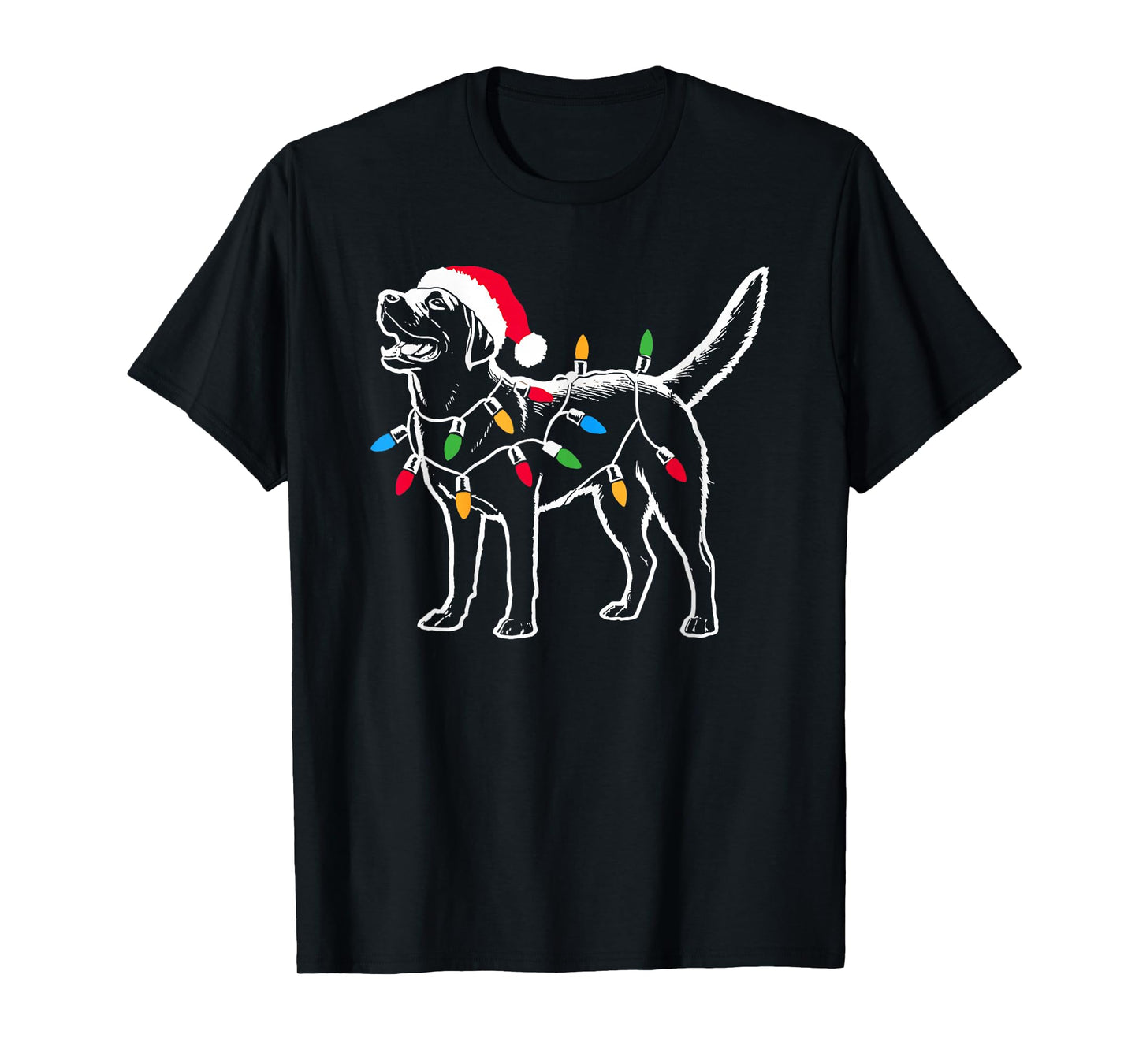 Funny Santa Labrador Retriever Christmas Lights Dog Lover T-Shirt