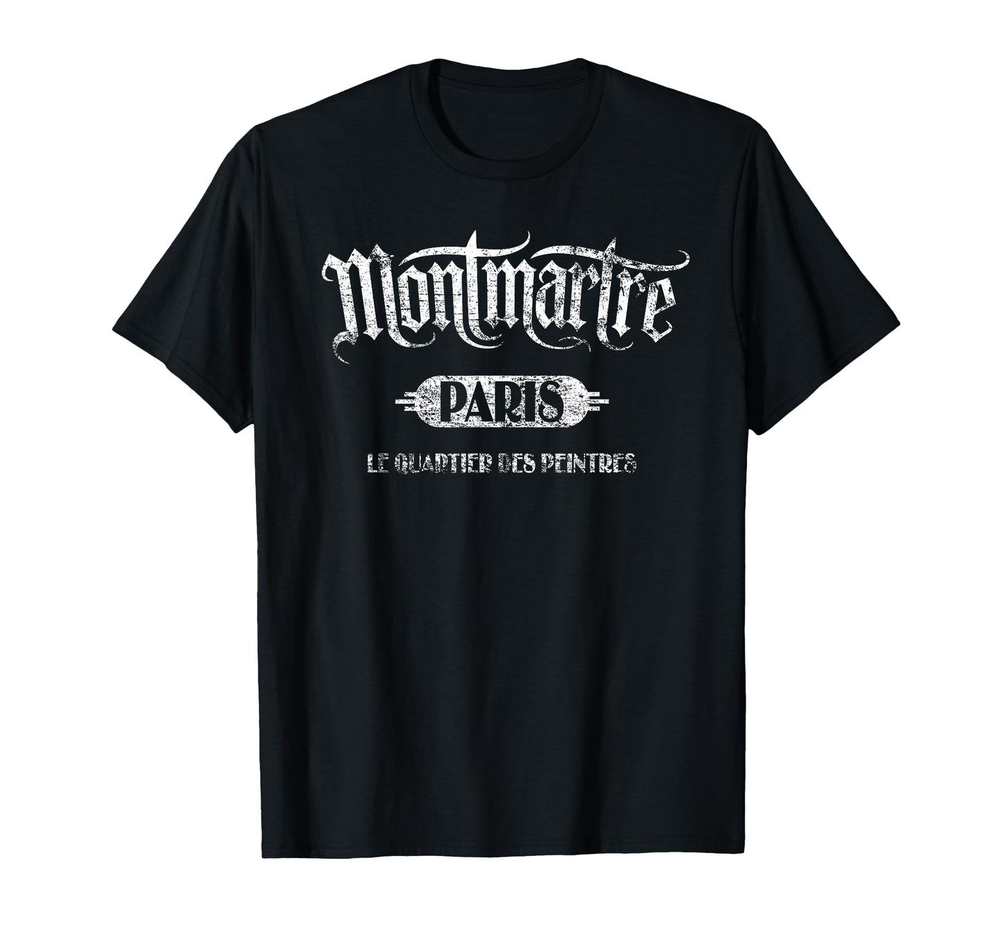 Montmartre Paris Le Quartier des Peintres Distressed Print T-Shirt
