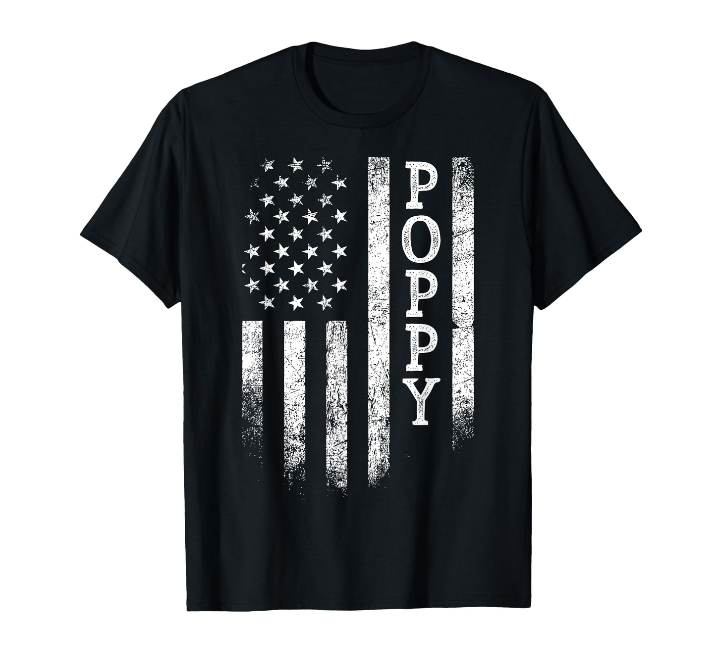 Distressed Poppy American Flag Patriotic Father's Day T-Shirt