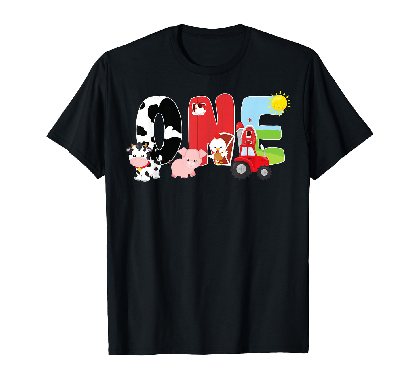 Farm Animals 1st Birthday Barnyard 1 Year Old Baby Birthday T-Shirt
