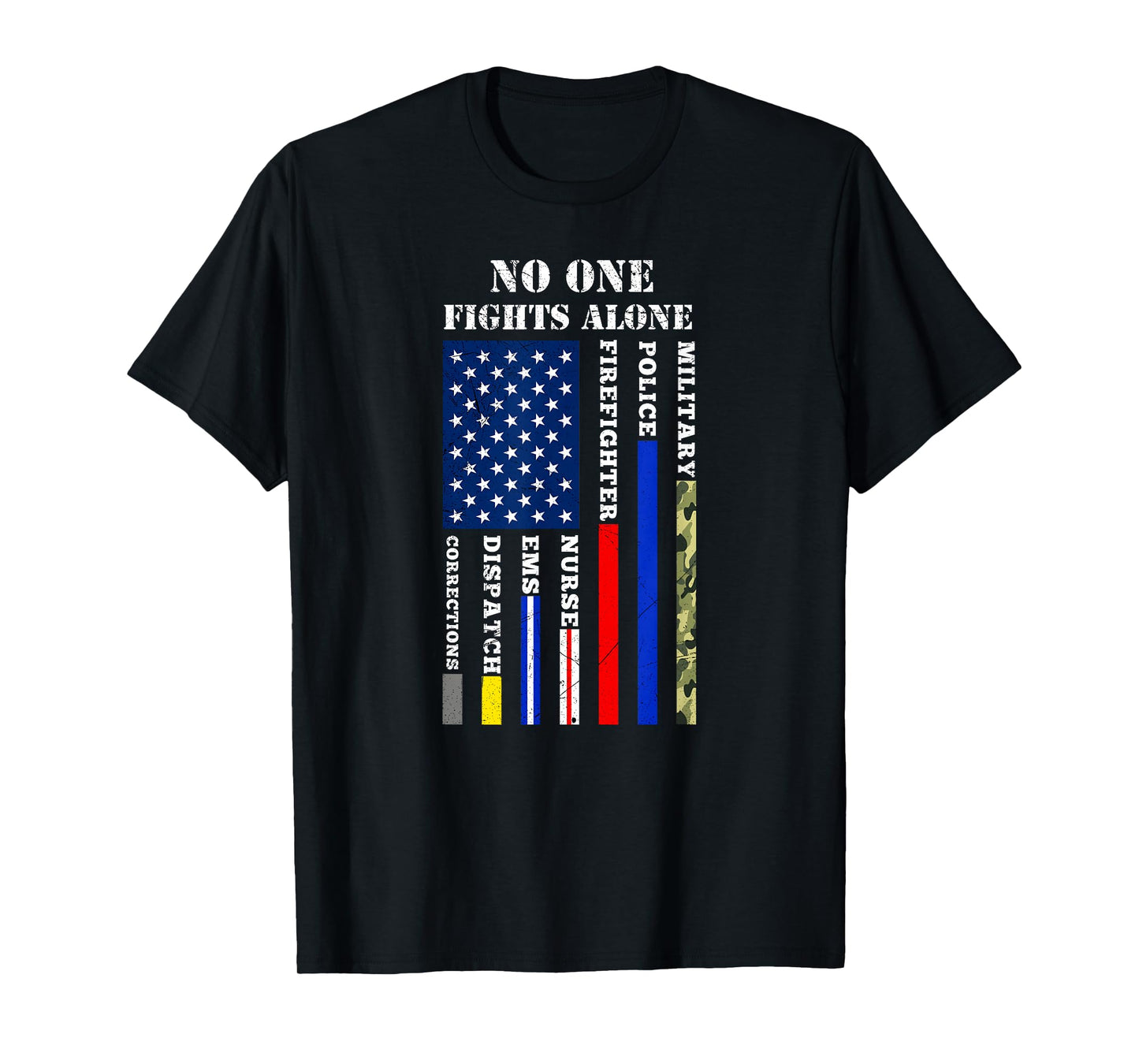 No One Fights Alone USA Flag T-Shirt for 4th July T-Shirt