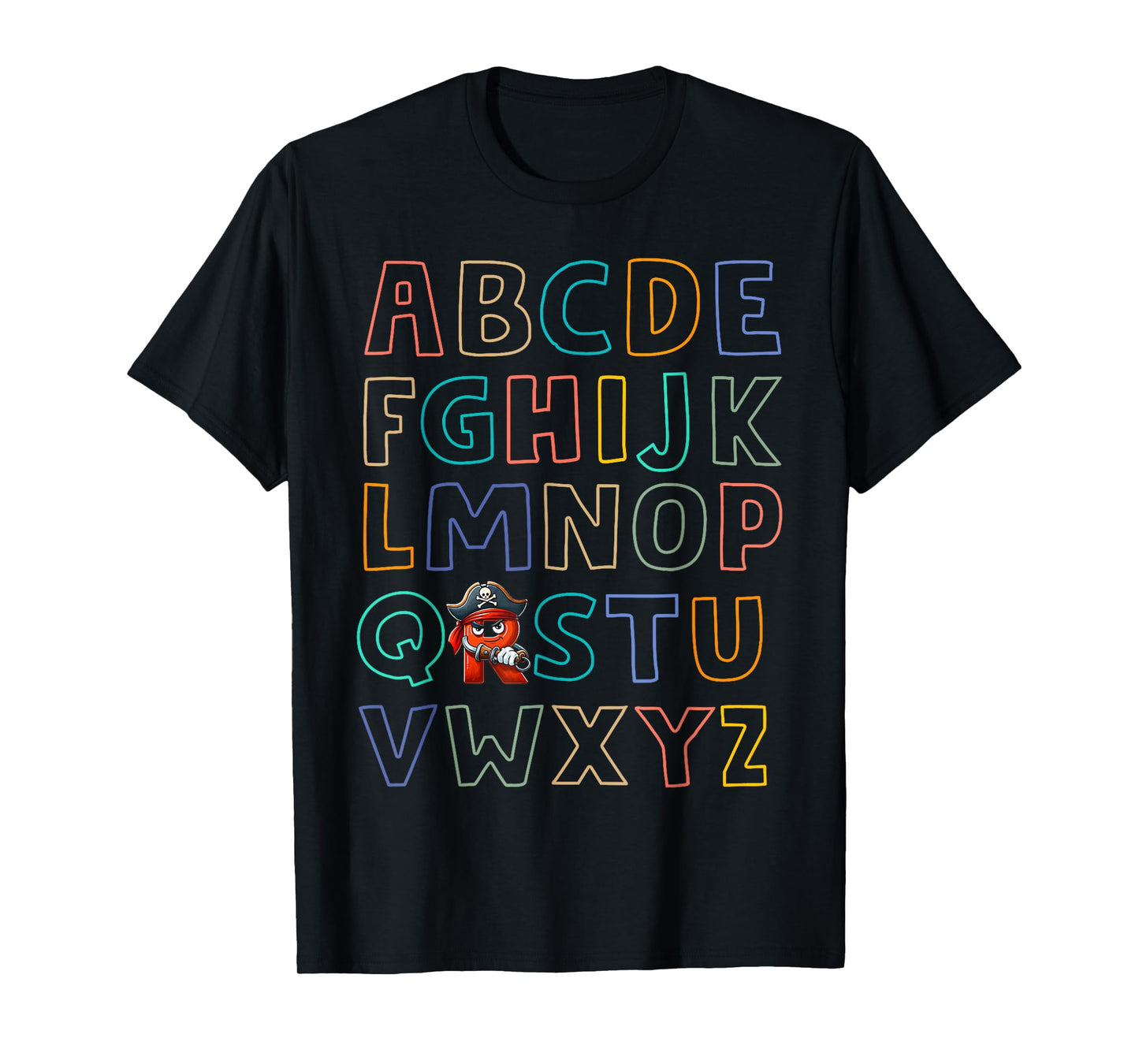 Funny Pirate Day Abc's Alphabet R Bandana Eyepatch Halloween T-Shirt