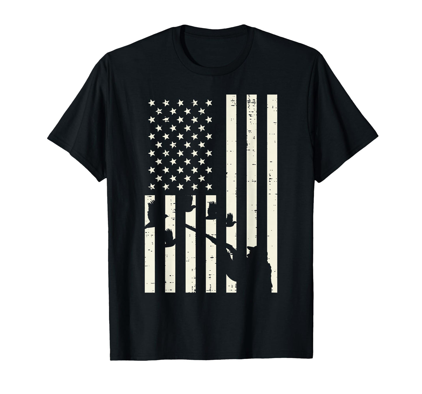 Flag Quail Pheasant Hunting Vintage Upland Hunt Patriotic T-Shirt