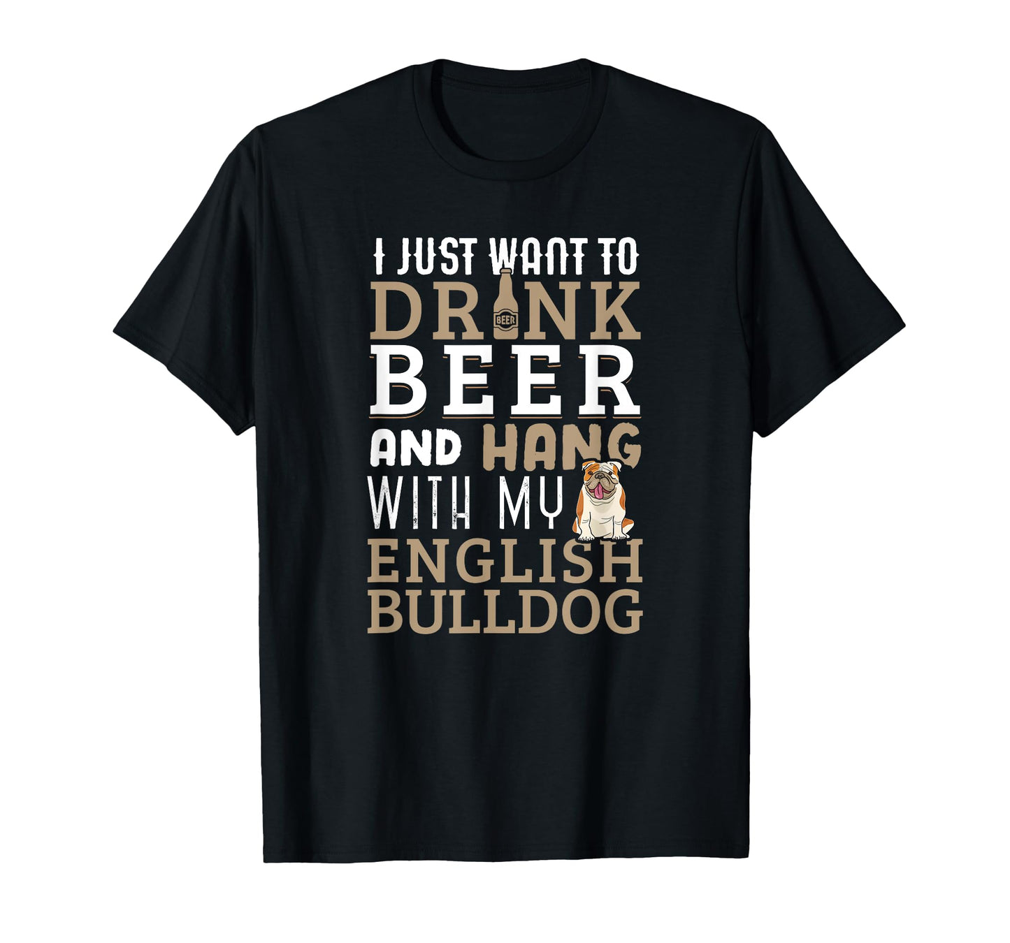 English Bulldog Dad T-Shirt Funny Dog Lovers & Beer T-Shirt for Men Women