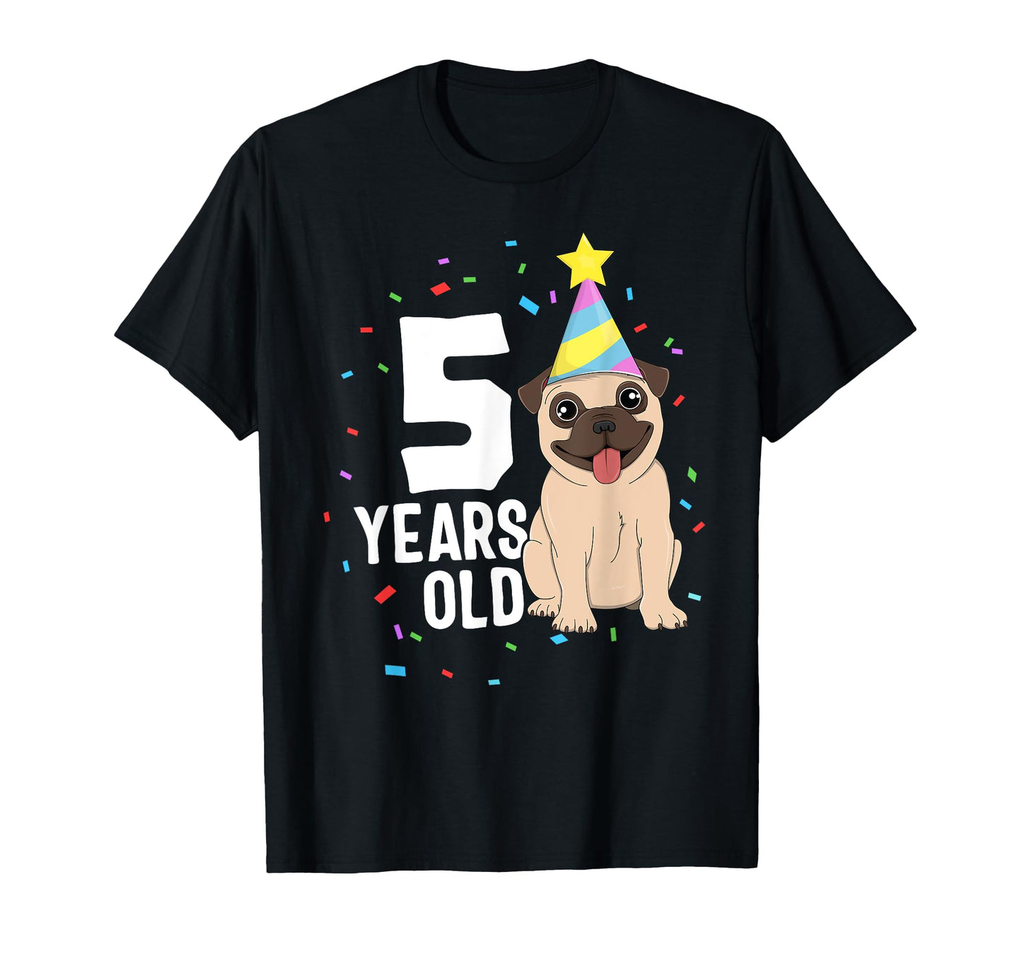 5 Years Old Birthday Pug Dog Lover Party 5th Birthday Kid T-Shirt