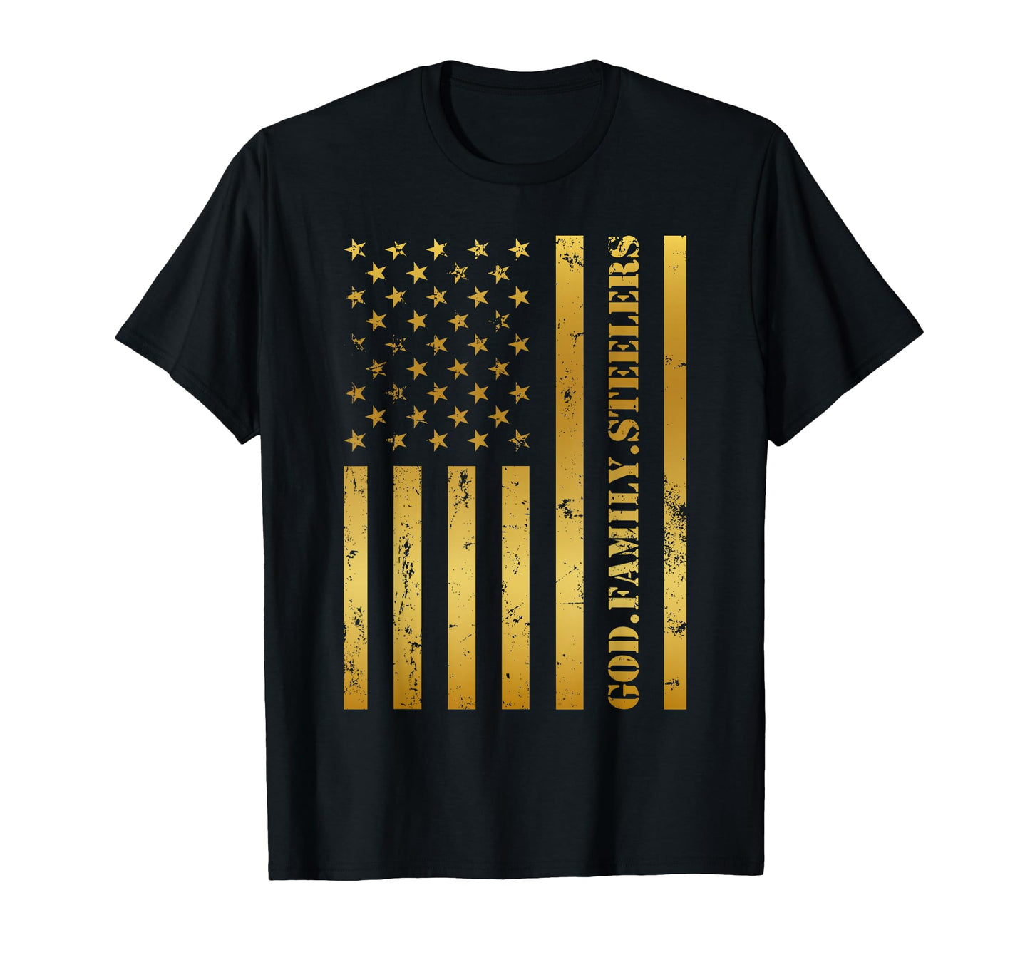 God Family Steelers Pro Us Flag Design Father's Day Dad T-Shirt