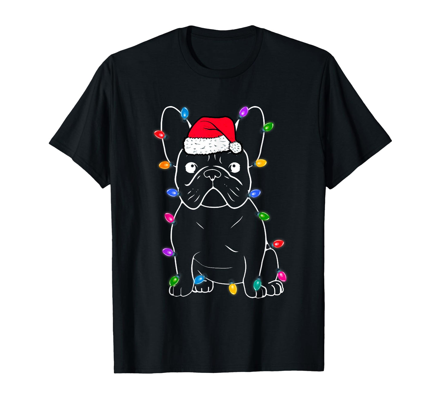 French Dog Xmas Lights Cute Christmas Matching Family Group T-Shirt