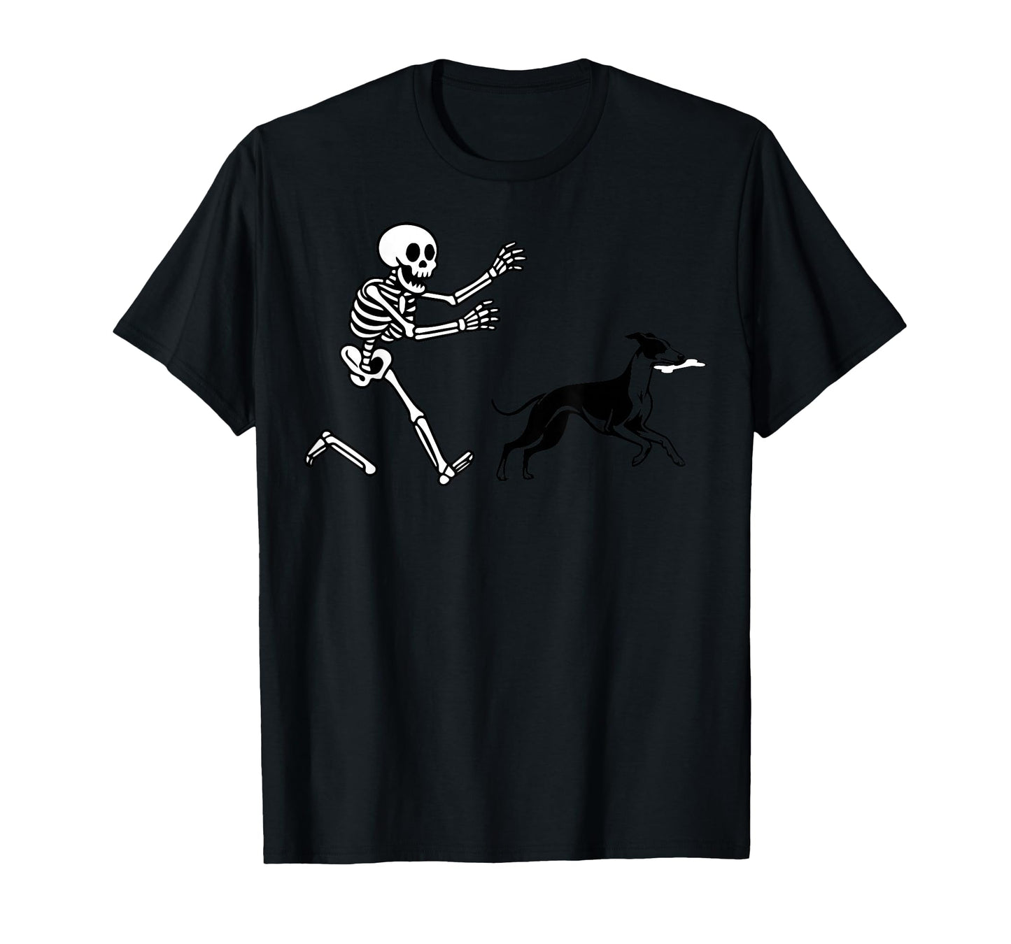Funny Whippet Running Skeleton Halloween T-Shirt