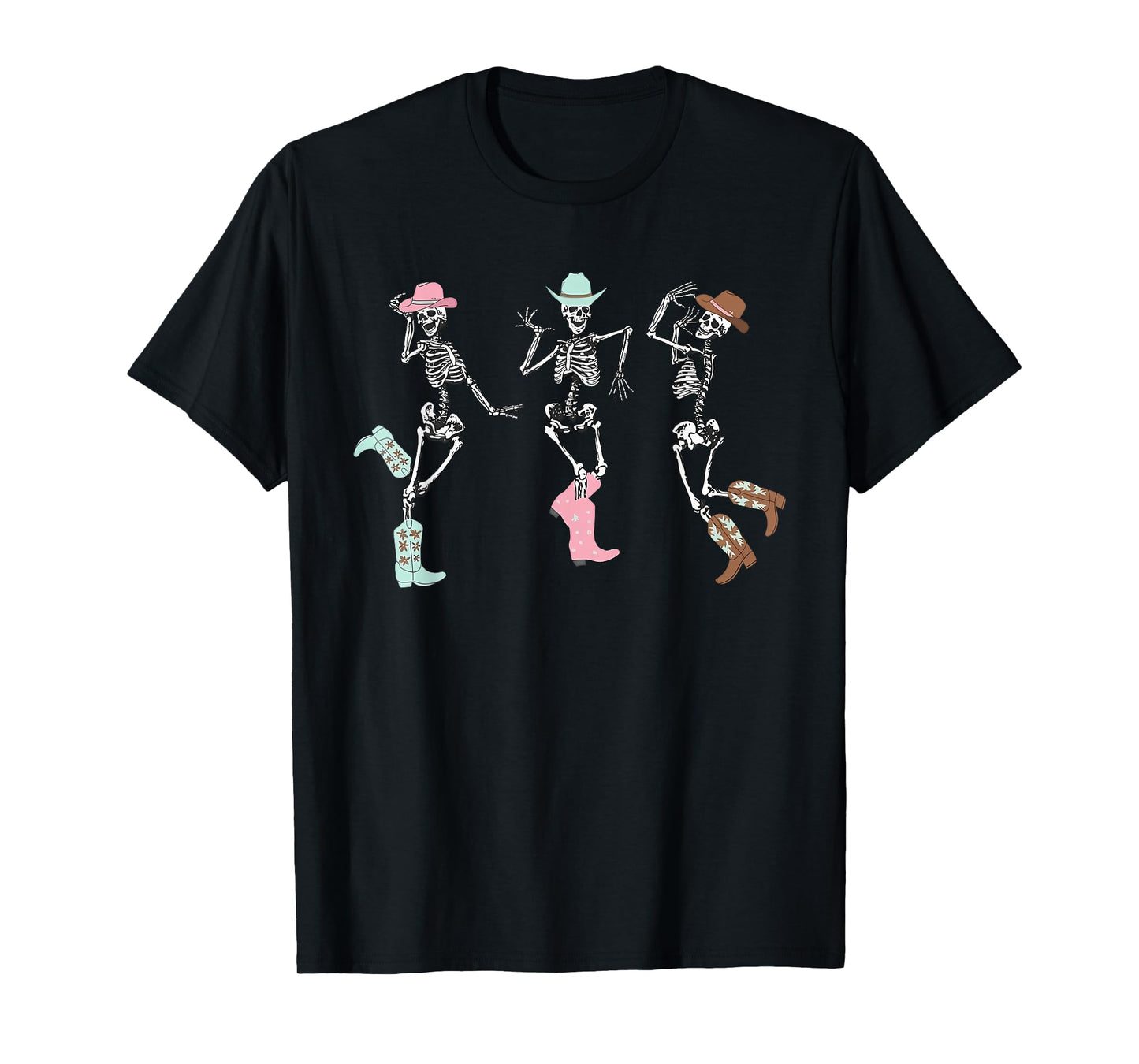 Howdy Retro Desert Dancing Skeleton Cowboy Boots Hat Western T-Shirt