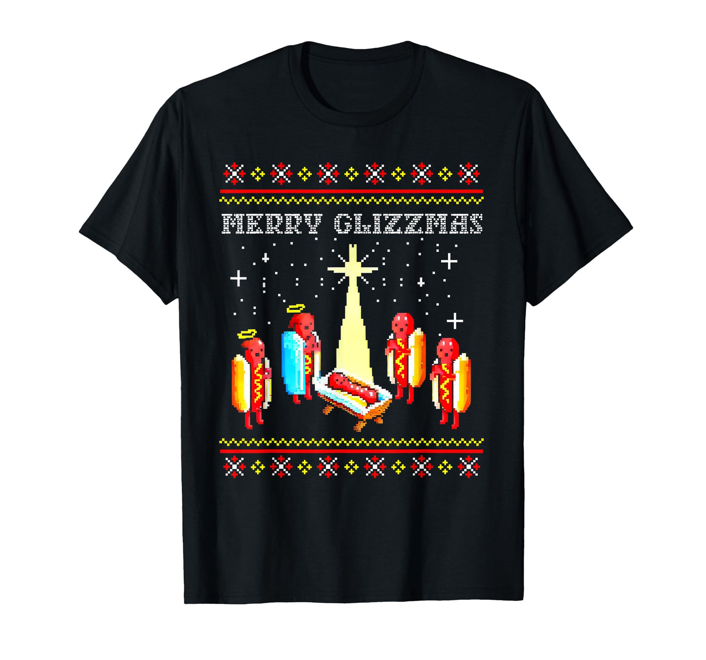 Merry Glizzmas Funny Hot Dog Ugly christmas sweater T-Shirt