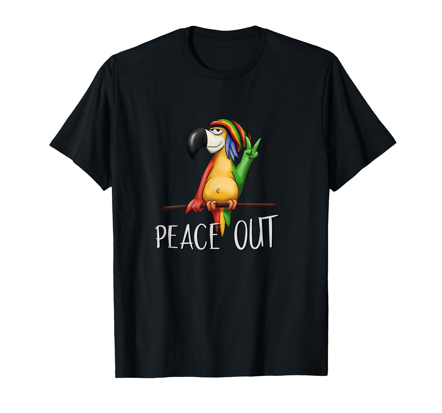 Cool Cartoon Rasta Bird Chilling Reggae Parrot Peace Out T-Shirt