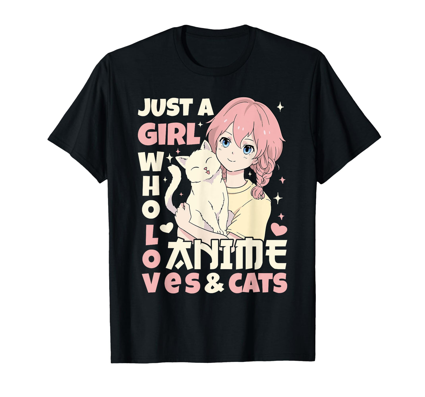 Just A Girl Who Loves Anime & Cats Teen Anime Girl Cat Lover T-Shirt