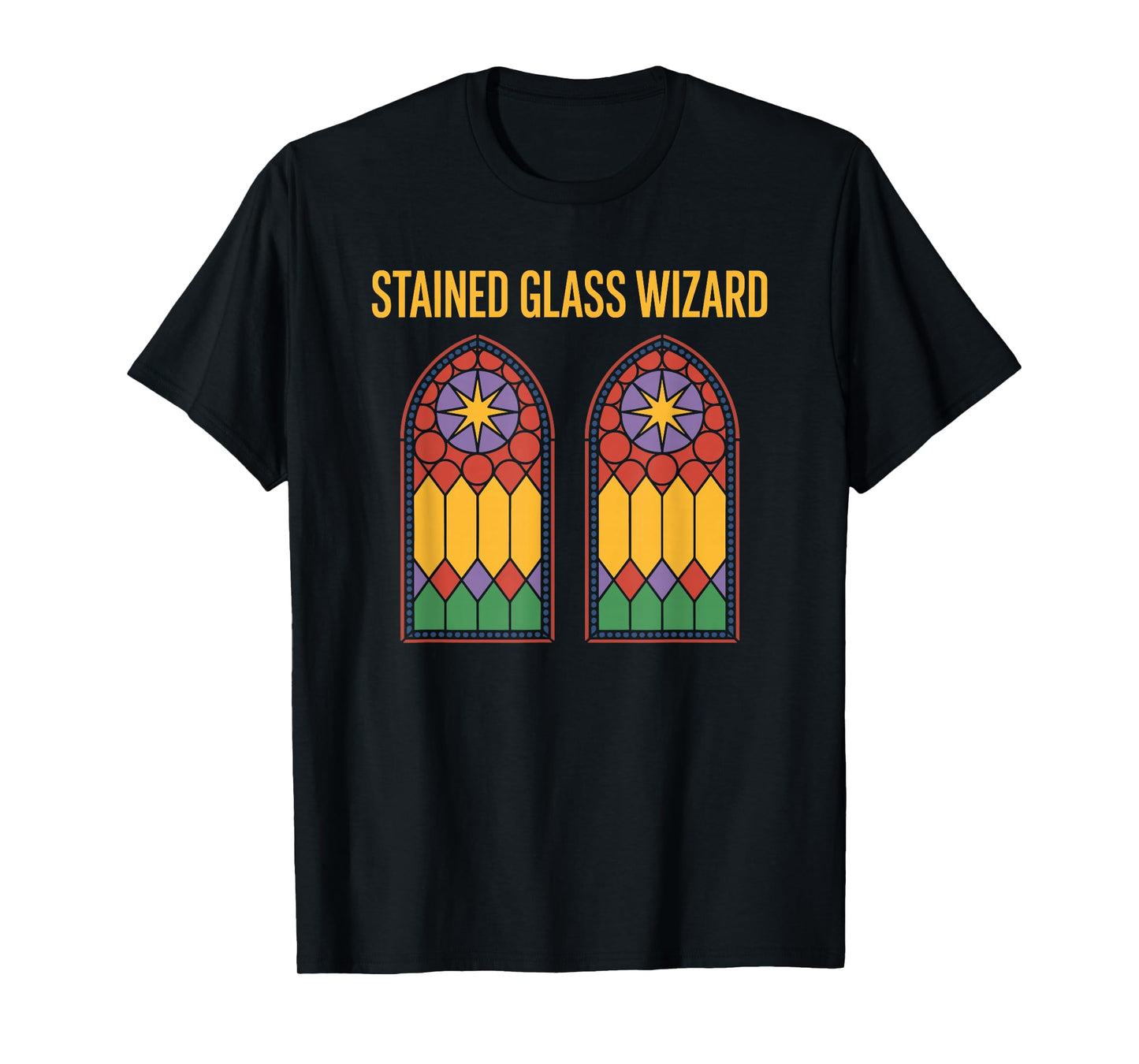 Stained Glass Wizard, Mosaic Artist Window Hanging T-Shirt