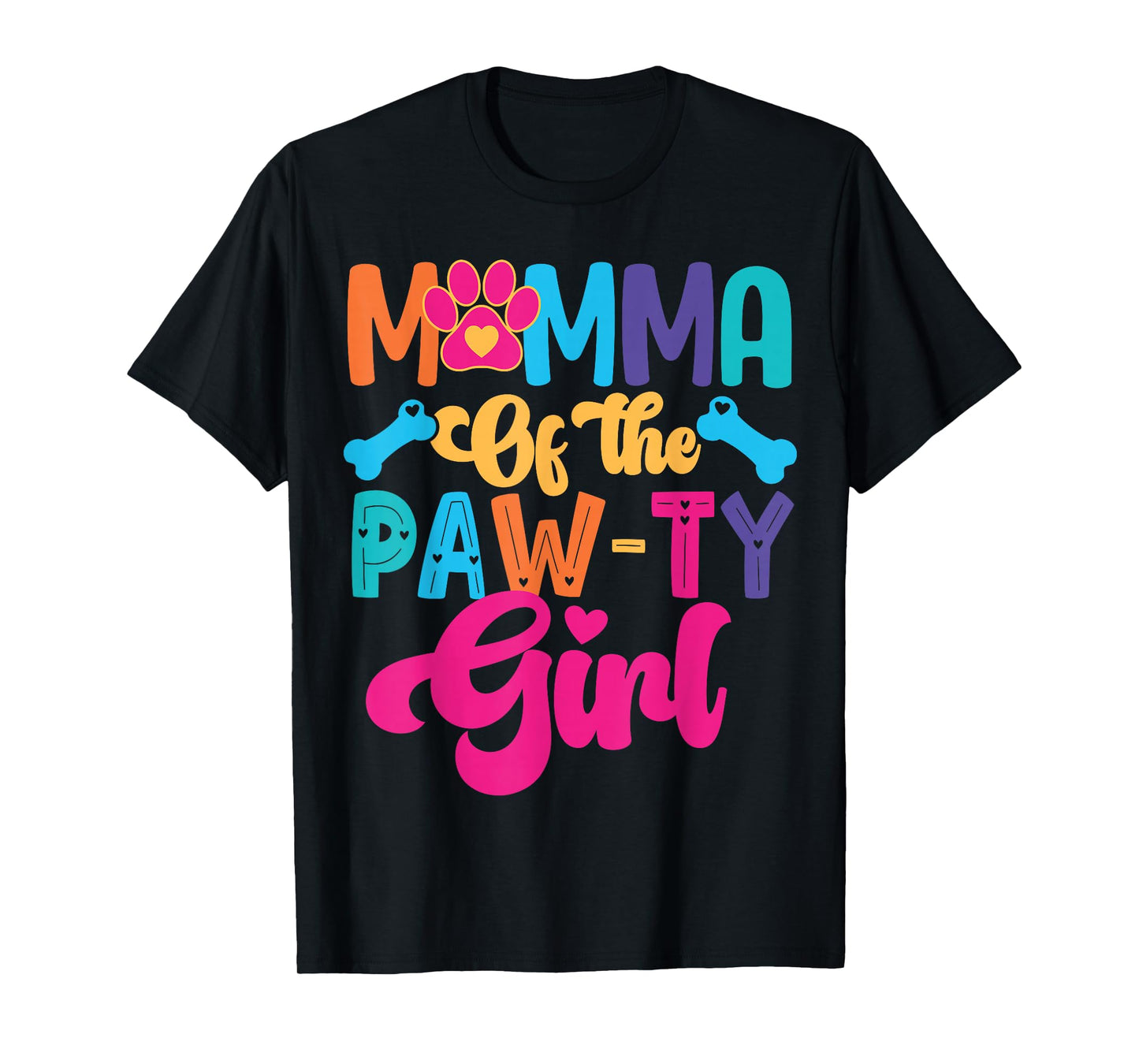 Mamma of The Birthday Girl Dog Paw Family Matching Party T-Shirt