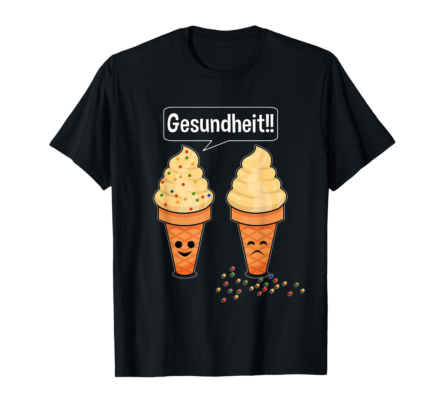 Sprinkle Sneezing Ice Cream Cone Says Gesundheit Funny T-Shirt