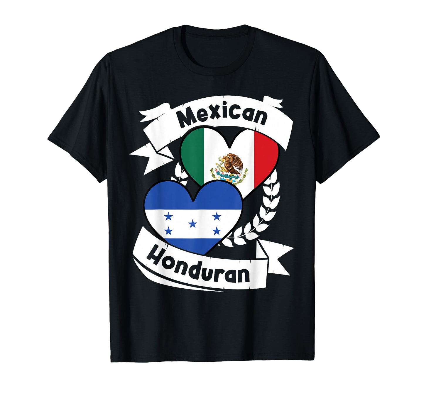 Mexican Honduran Heart Flags Mexico Honduras T-Shirt