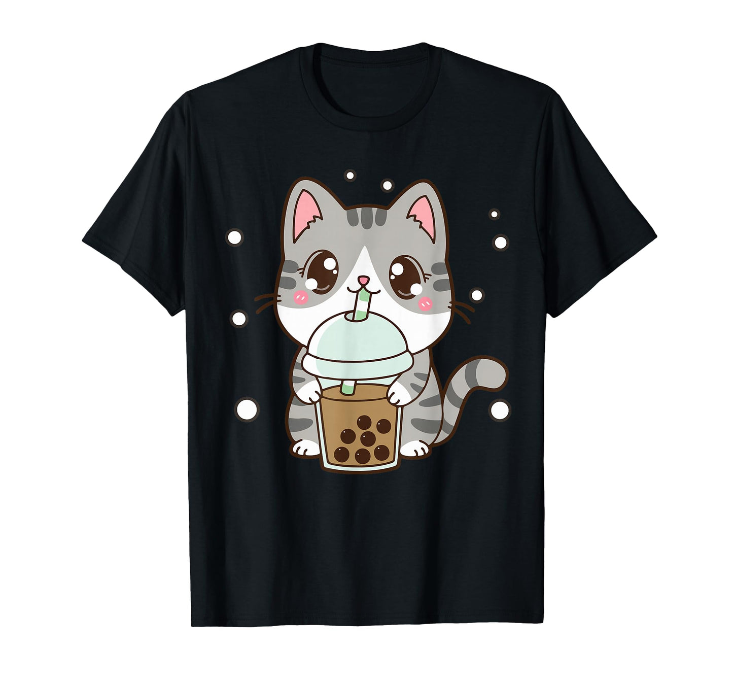 Cat Boba Tea Cat Women Teen Girl Japanese Anime Cute Graphic T-Shirt