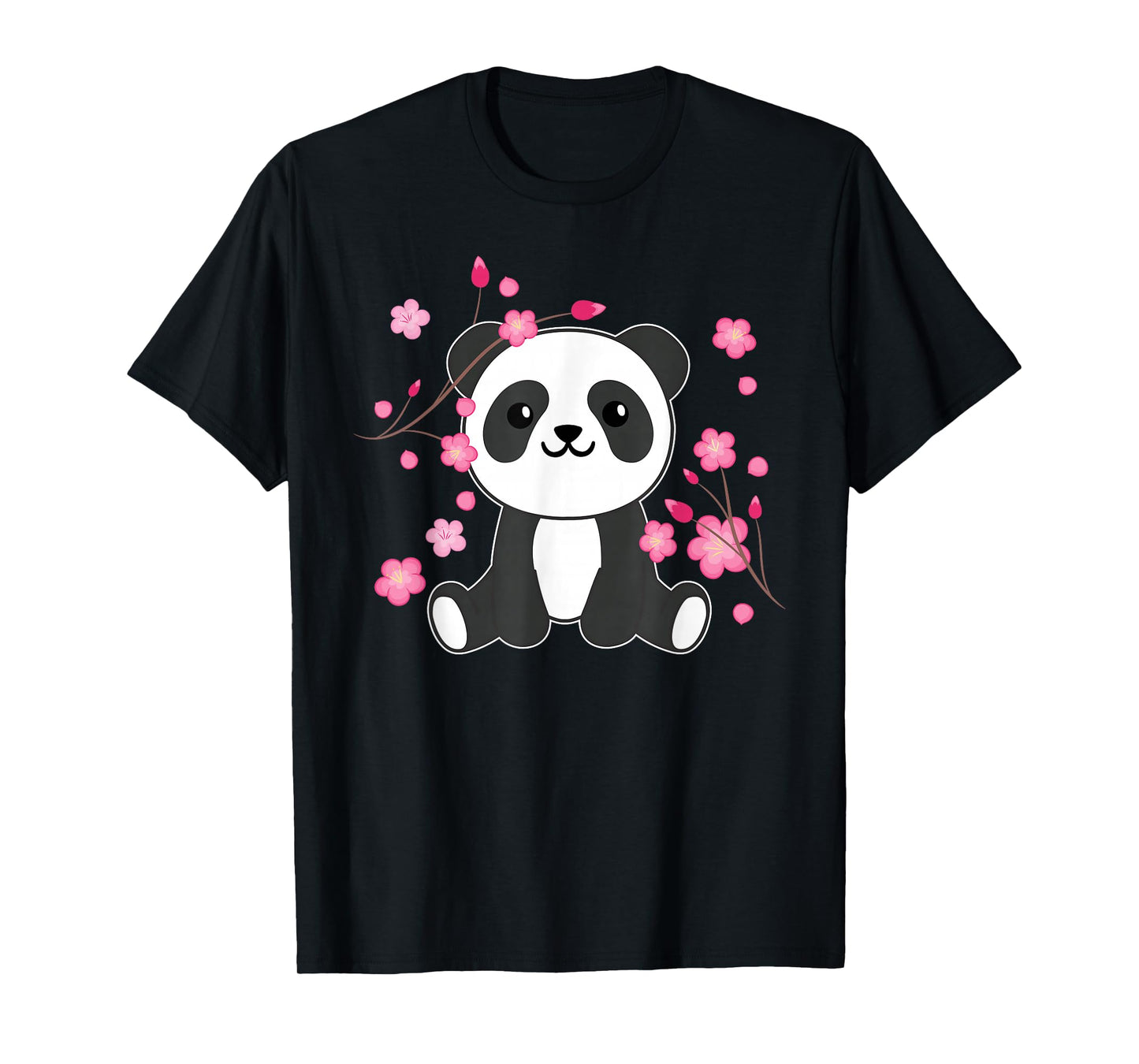 Panda Cute Animals for Children Kawaii Cherry Blossoms T-Shirt