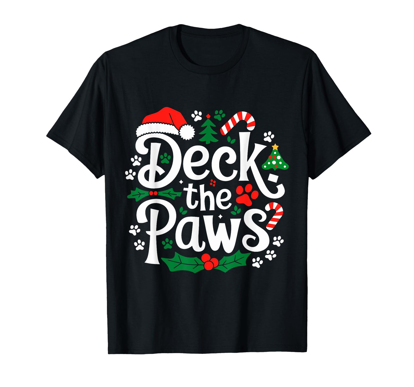 Deck The Paws Christmas Dog and Cat Funny Festive T-Shirt
