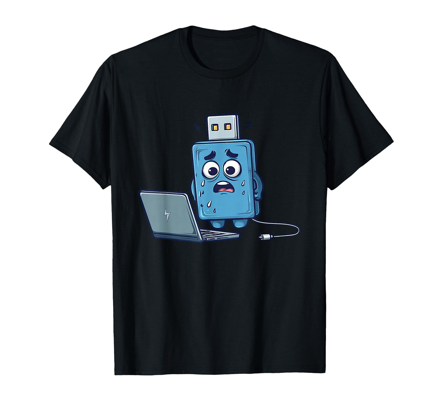 Funny Tech Costume with USB and Laptop Look T-Shirt