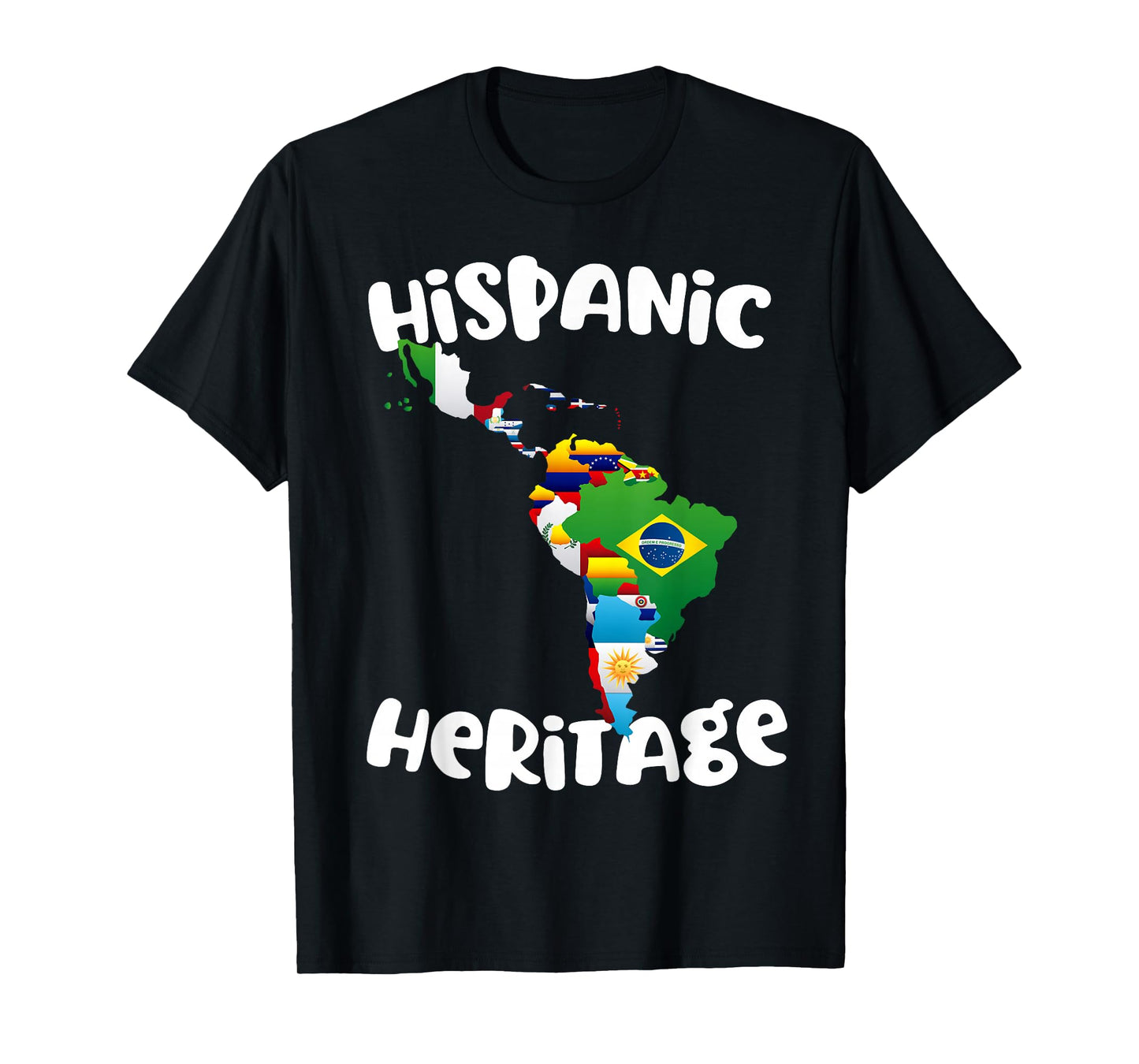 Hispanic Heritage Month All Countries Flag Inspiration Map T-Shirt