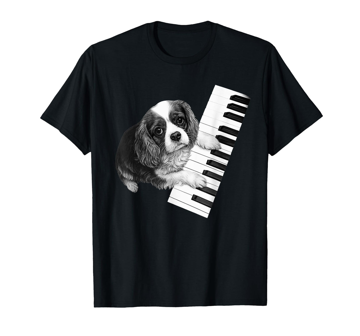 Cavalier King Charles Spaniel Playing Piano Pianist Dog T-Shirt