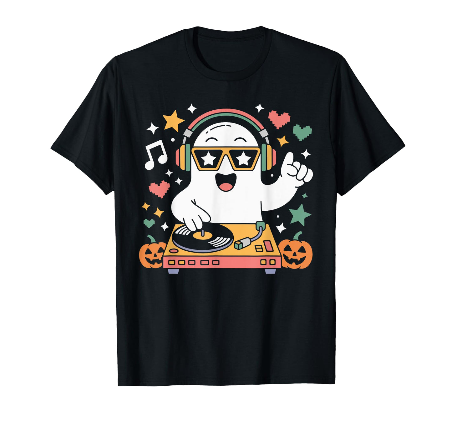 Humor Halloween Ghost DJ with Turntable Music Costume T-Shirt