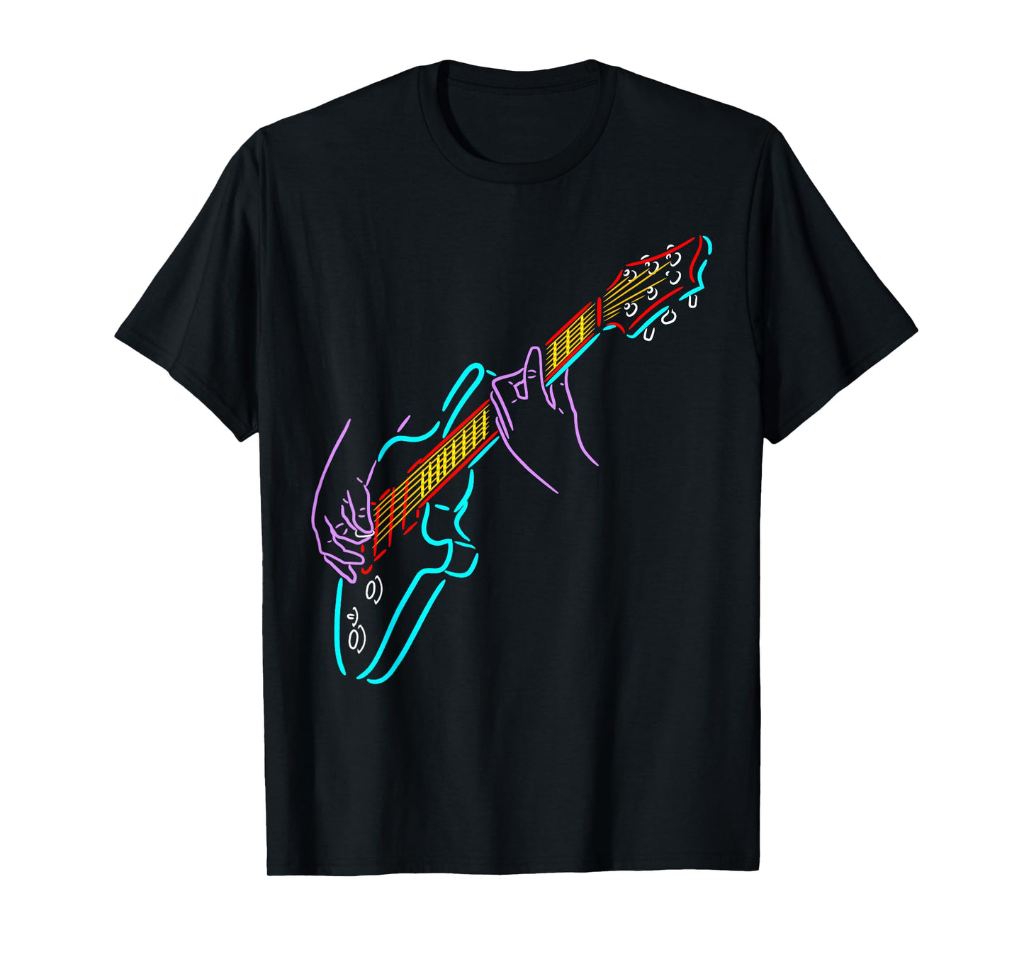 Colorful Bass Guitarist's Hands Rock and Roll Guitar Player T-Shirt