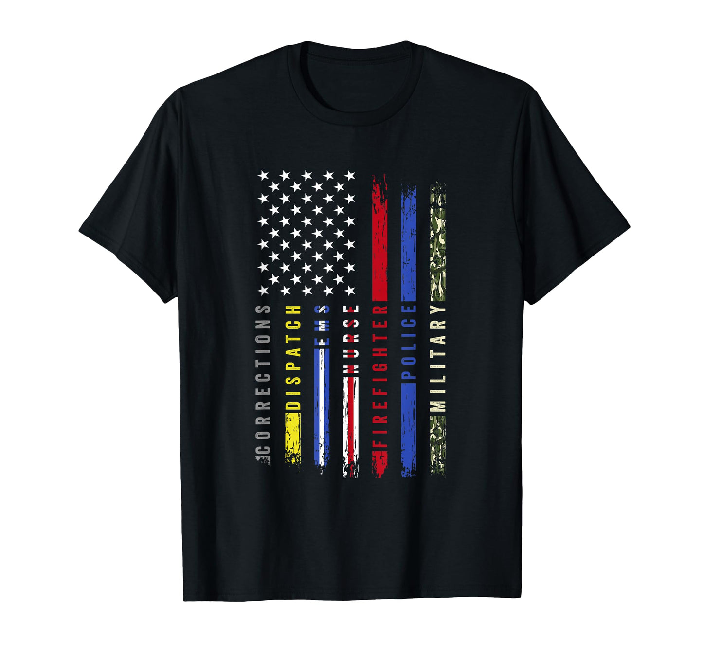 First Responder Hero Flag Nurse EMS Police Fire Brigade Military T-Shirt