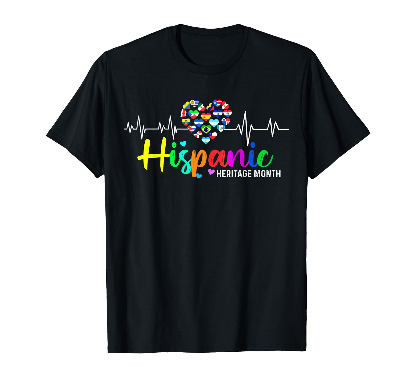 Hispanic Heritage Month Heartbeat Latin Flags Men T-Shirt