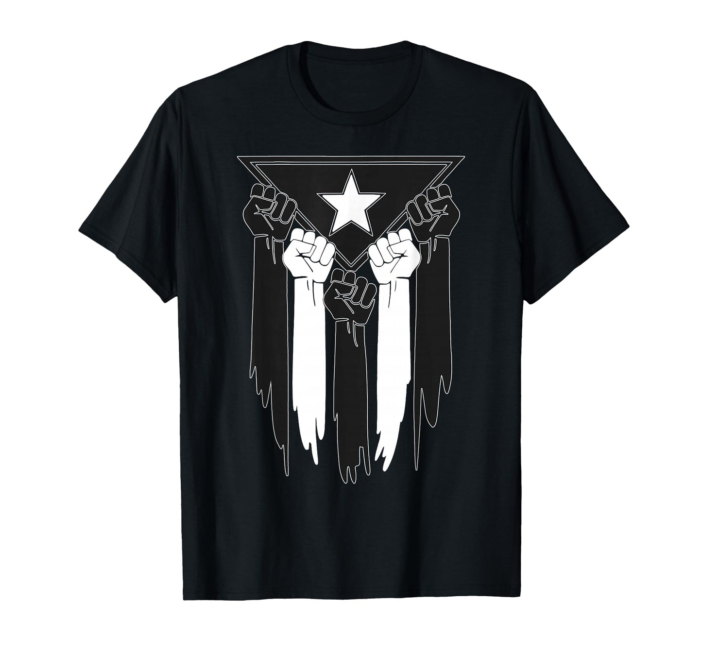Black And White Puerto Rican Puerto Rico PR Flag Resist Fist T-Shirt