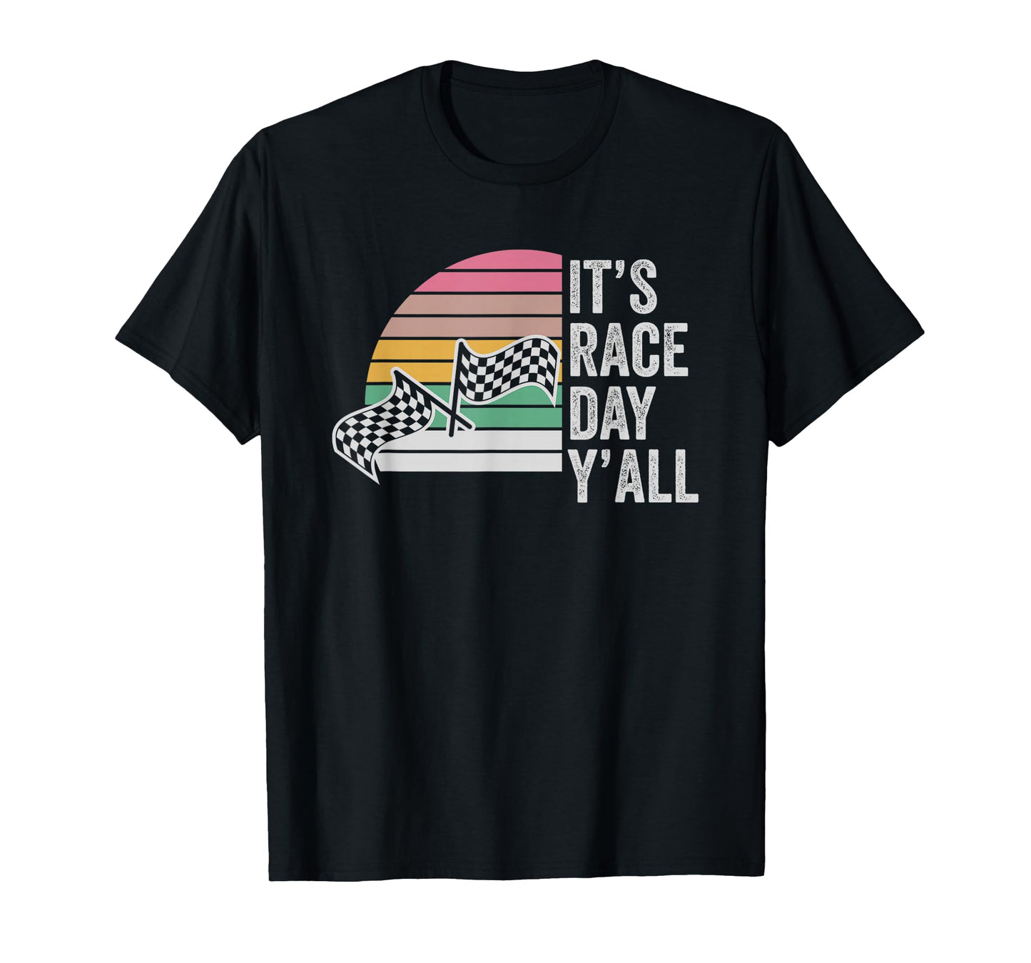 It's Race Day Y'all Checkered Flag Retro T-Shirt