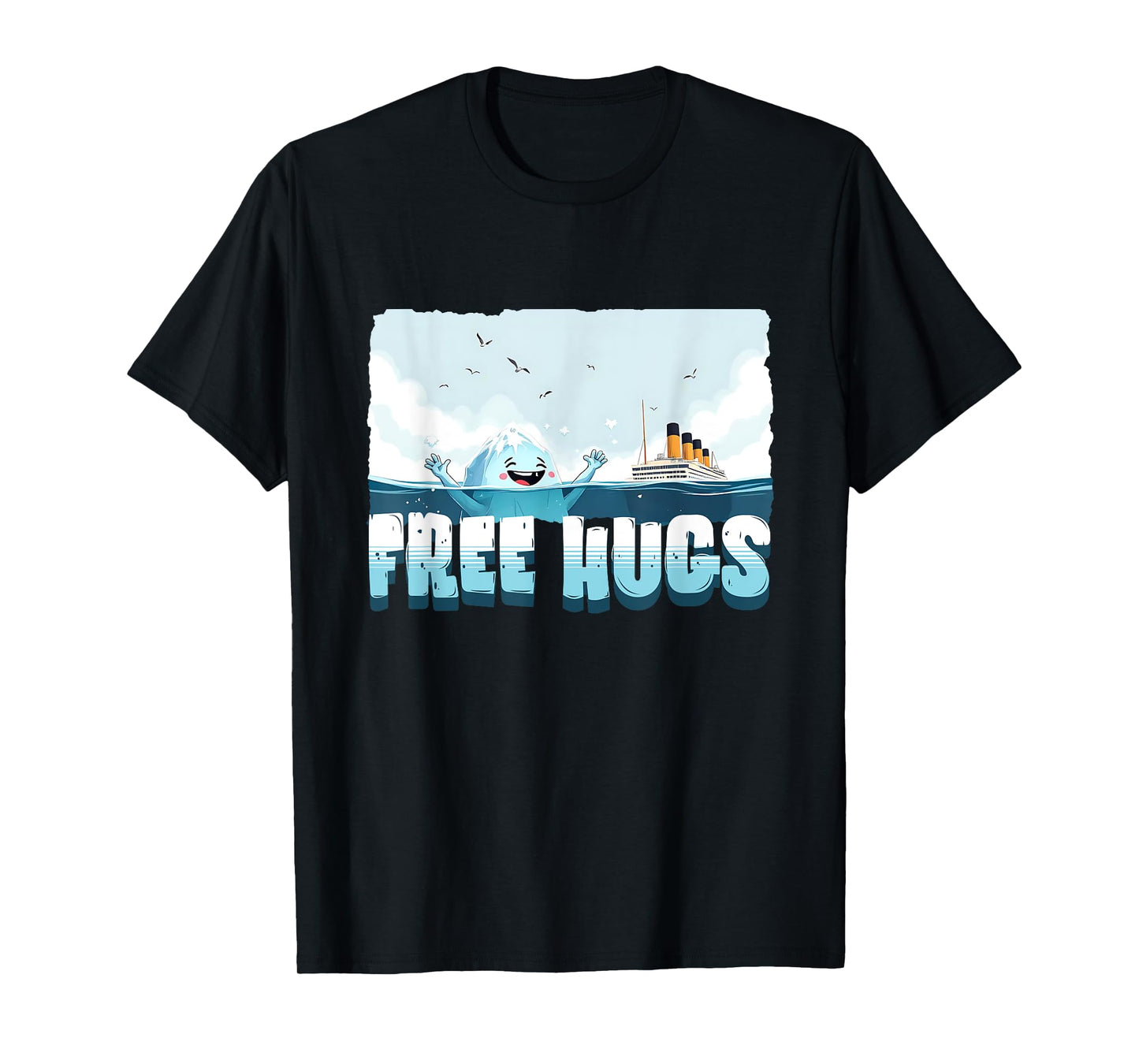 Free Hugs Funny Iceberg Cruise Ship Titanic Boys Girls Kids T-Shirt