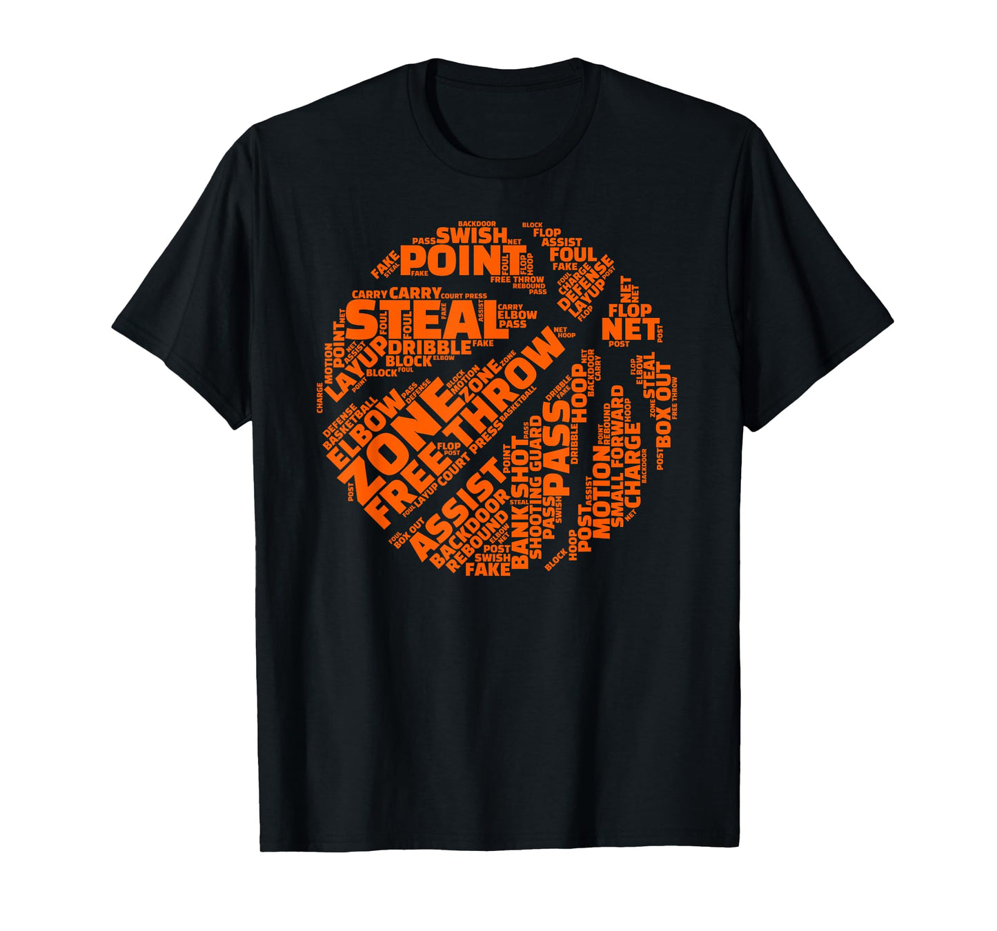 Basketball Terms Motivational Word Cloud for Ball Player T-Shirt