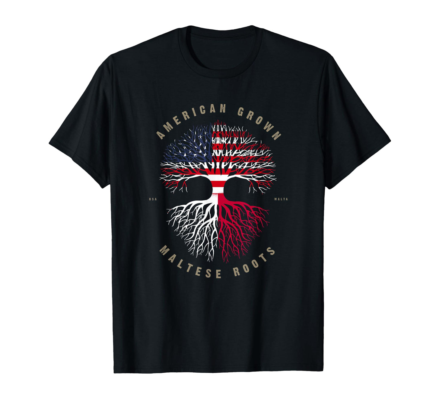 American Grown Maltese Roots Malta Flag T-Shirt T-Shirt
