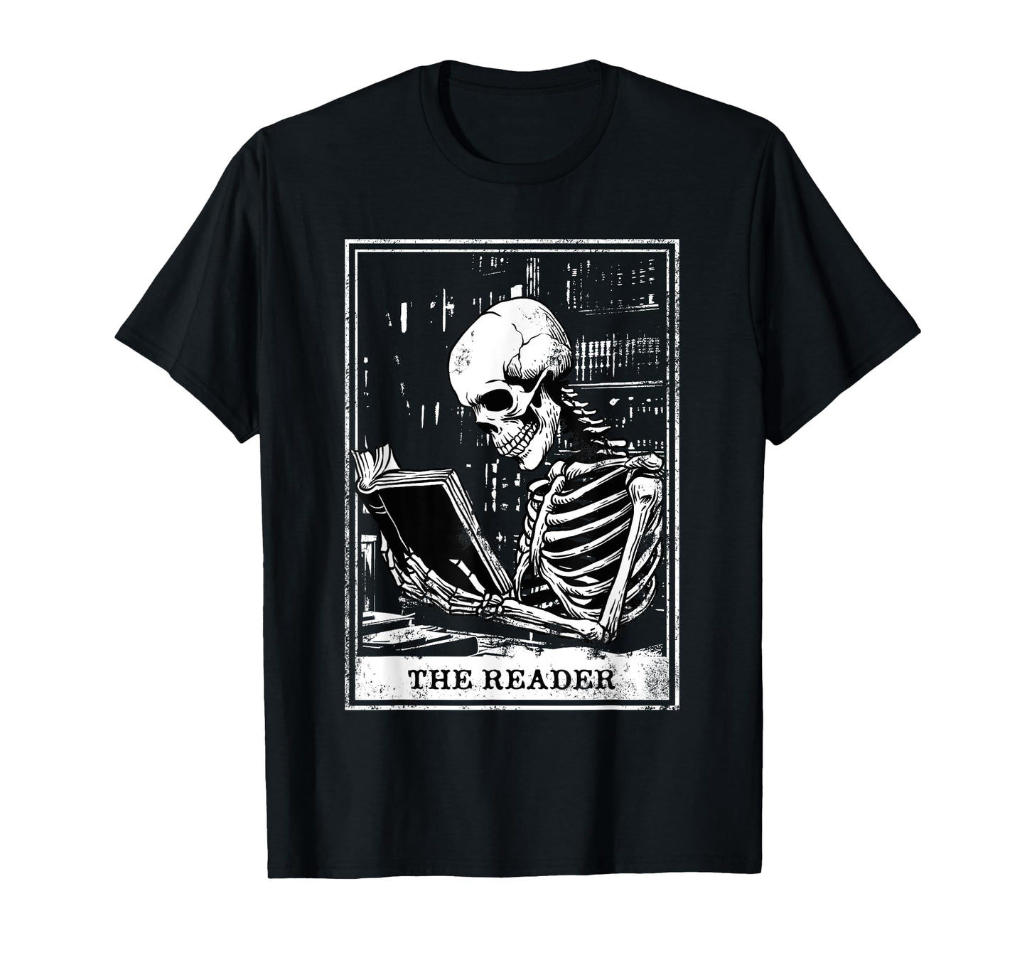 Tarot Card Shirt The Reader Tarot Skeleton Reading Book T-Shirt