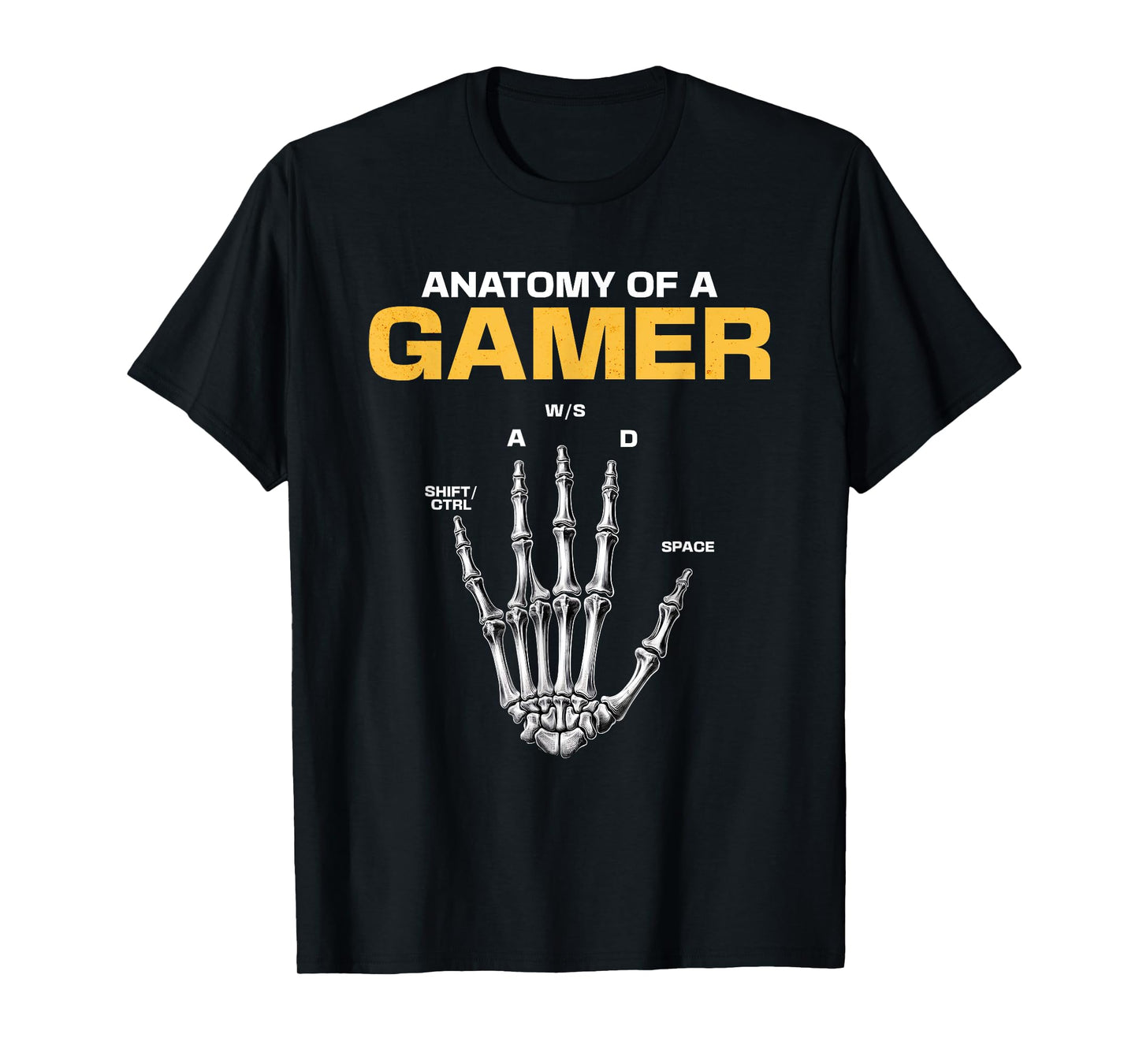 Anatomy Of A Gamer Skeleton Hand Funny Video Gamer Men Boys T-Shirt