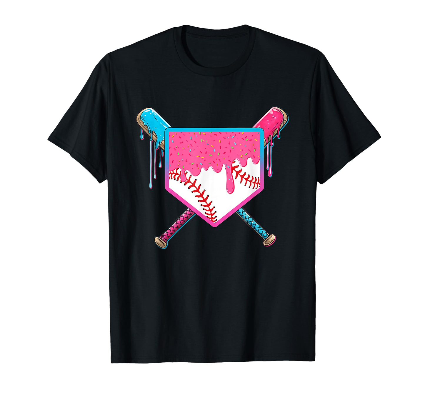 Baseball Bat Home Plate Drip Game Day Baseball Boy Girl Kid T-Shirt