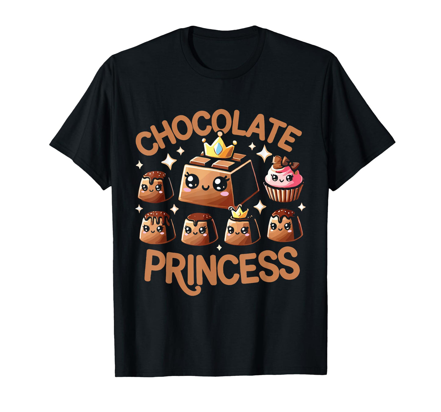 Chocolate T Shirt - Women's Chocolate Princess T-Shirt - Black - Small - Short Sleeve - Crew Neck - Modern - Chocolate-themed Design - Unisex-Kids