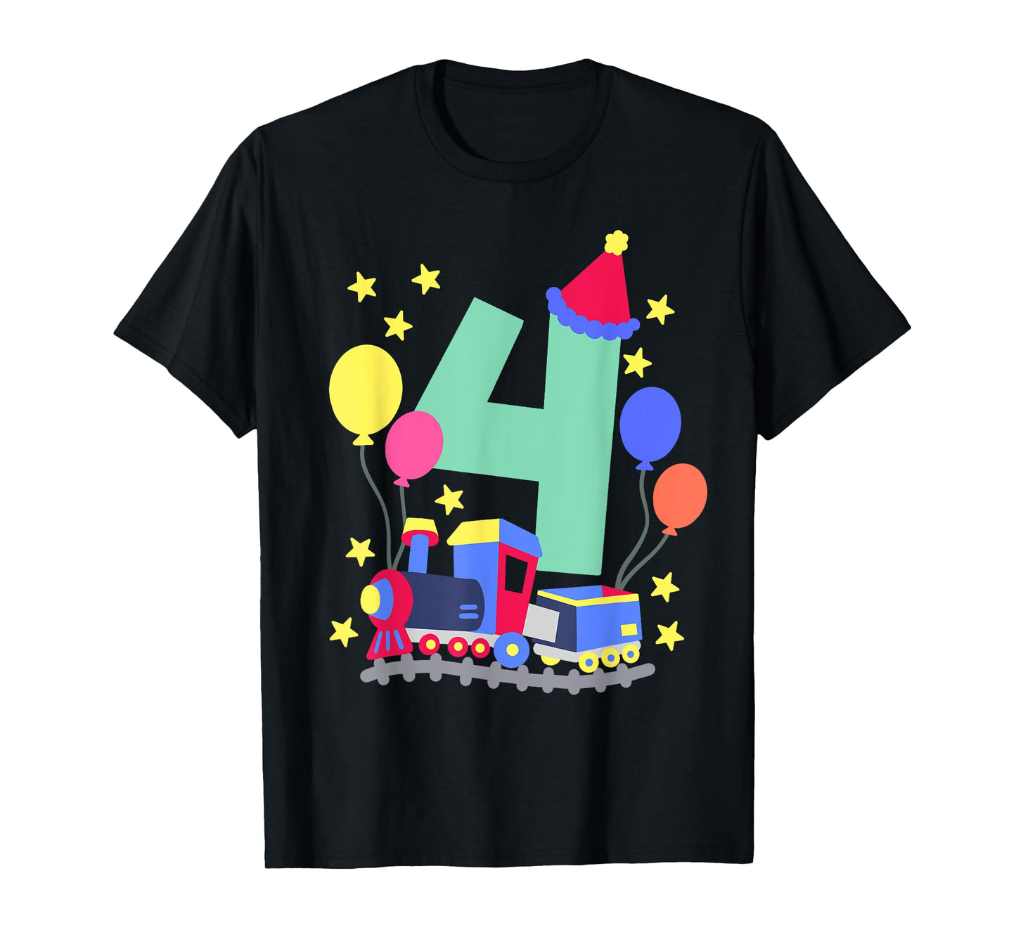 4th Birthday Train Lovers I'm 4 Boys Kids Four Years Old T-Shirt