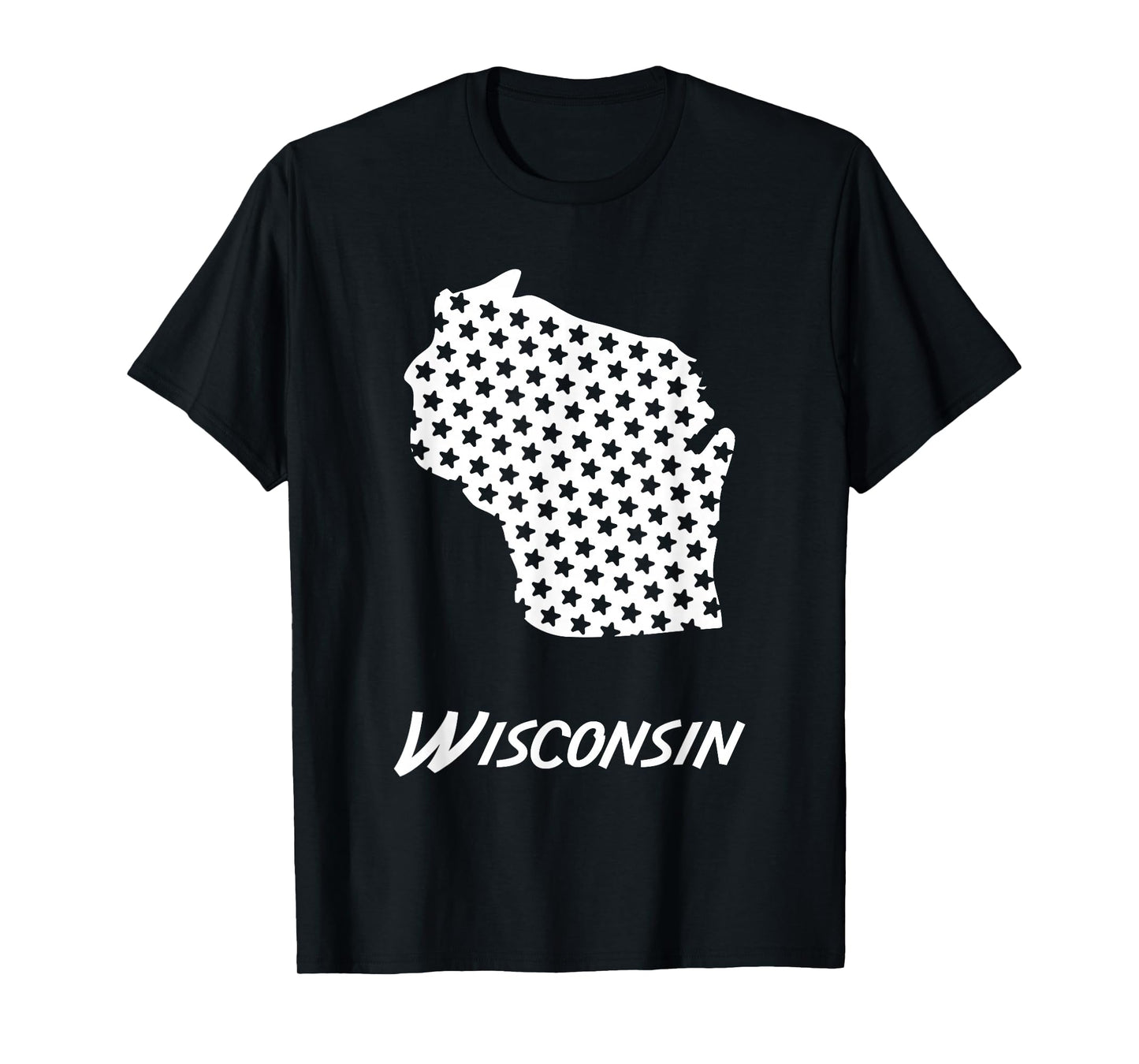 Wisconsin USA State Outline Stars Vintage Retro Design T-Shirt