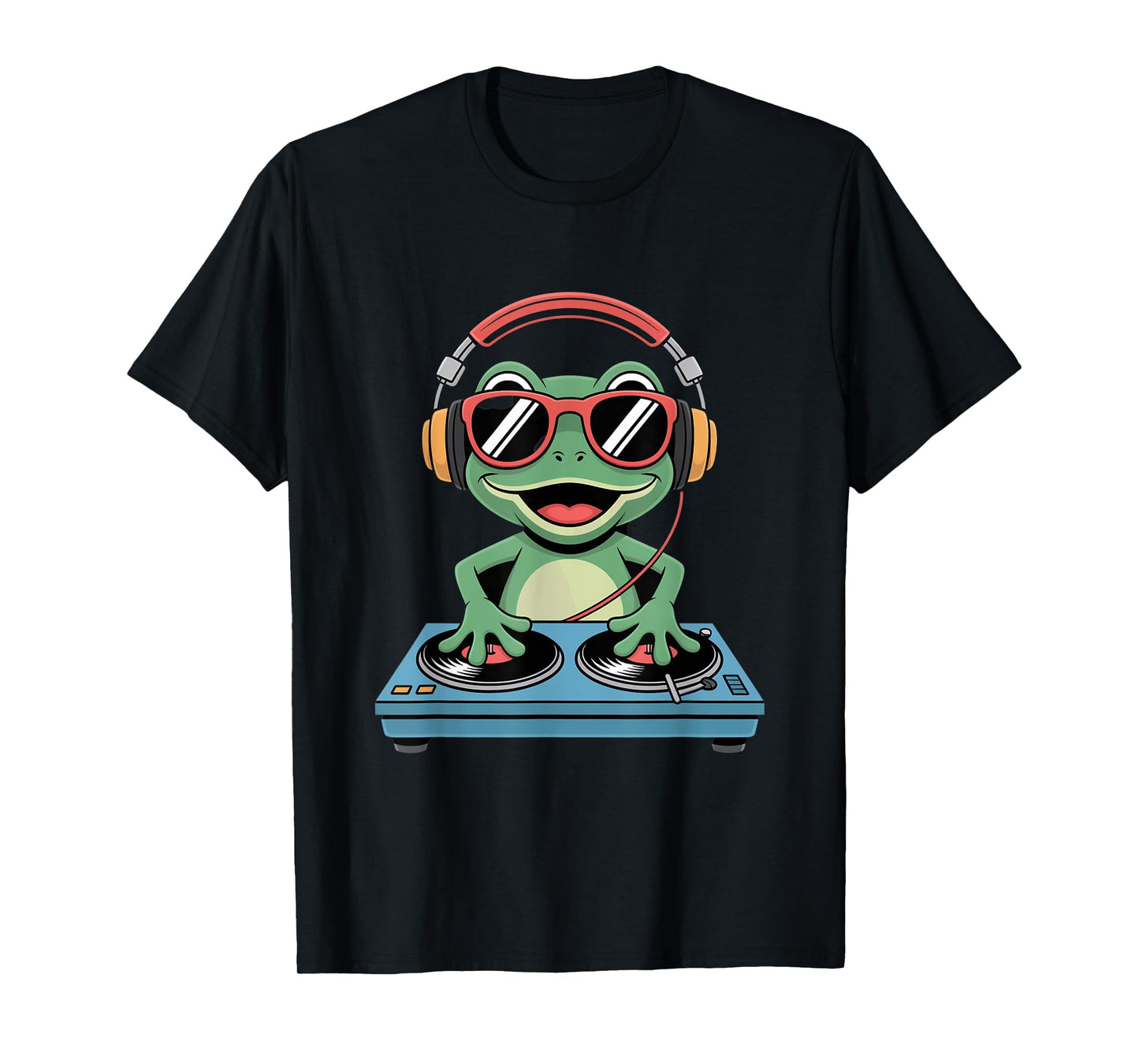 DJ Animal Frog Headphones Turntables T-Shirt